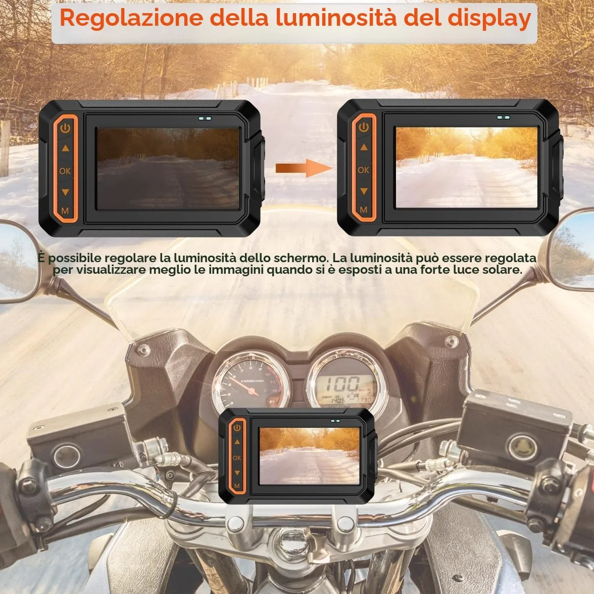 ydi Dash Cam Anteriore e Posteriore 1080P per Moto, Impermeabile Moto Doppia Grandangolare 155 Gradi Fotocamera con Schermo da 3 Pollici, Wi-Fi, GPS, Telecomando a Filo, Monitor di Parcheggio