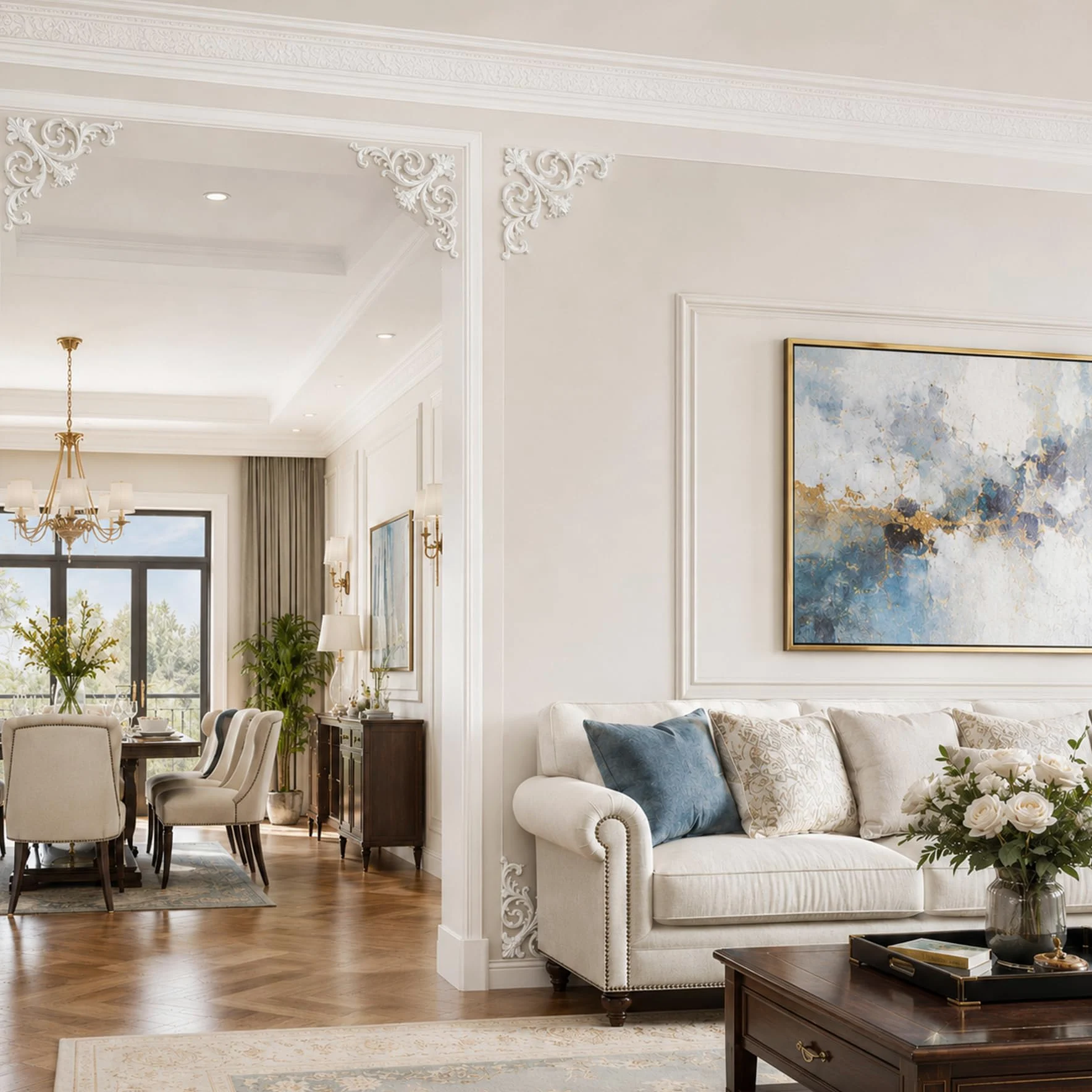 4 PCS Angolari Decorativi per Pareti E Soffitti in PU Modanature Angolari 3D con Decorazioni Floreali Profili Decorativi Verniciabili per Cornici E Angoli Elegante Finitura