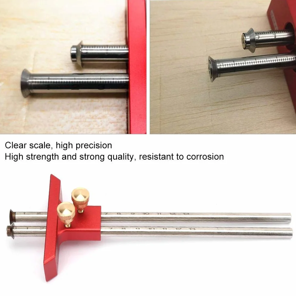 Nikou Marking Gauge- High Precision Woodworking Double Head Scriber Righer Clear Scale Marking Gauge Wood Scribe Tool Carpentry