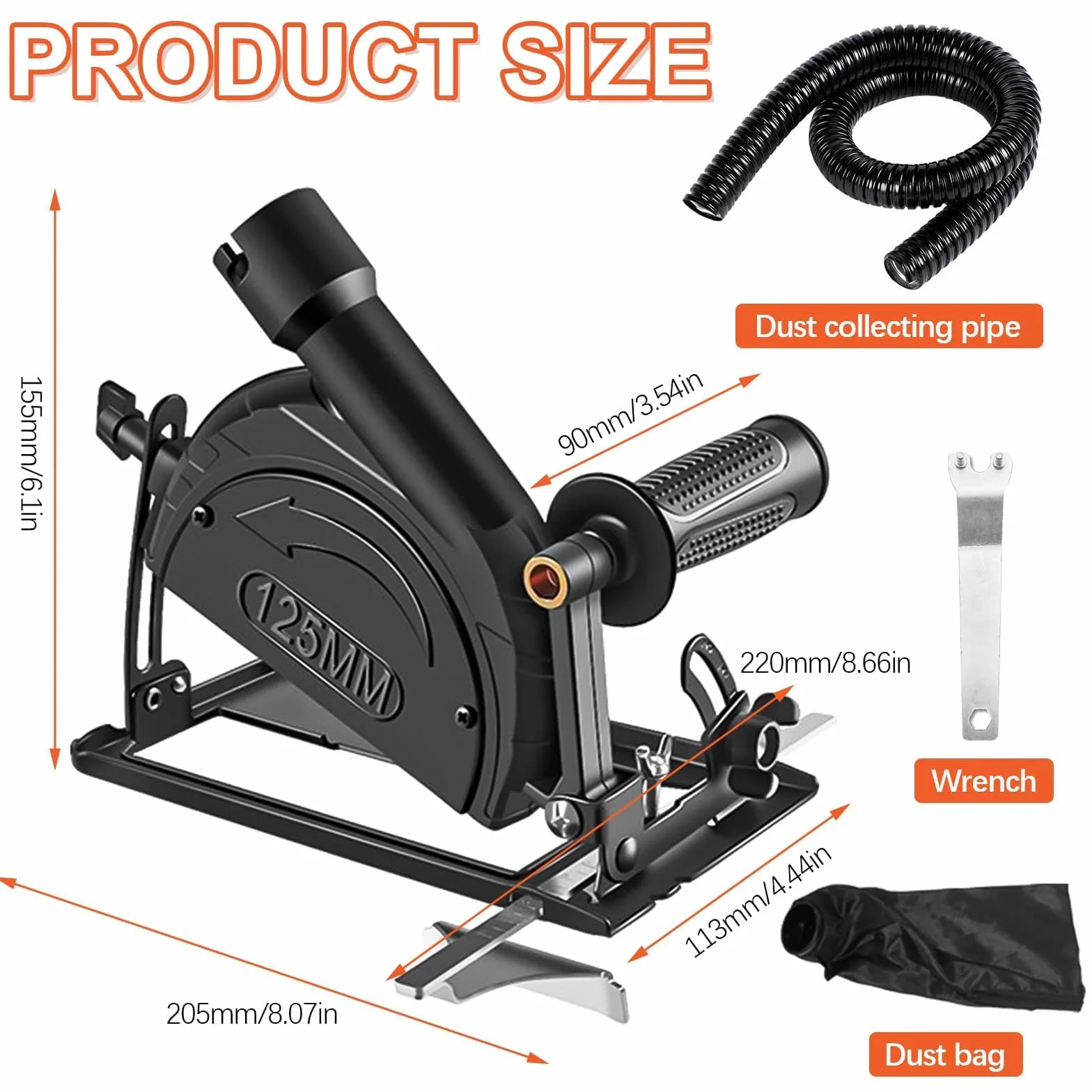 Kit de Soporte para Amoladora Angular 100-125 mm, Ángulo Ajustable, Profundidad de Corte 0-40 mm