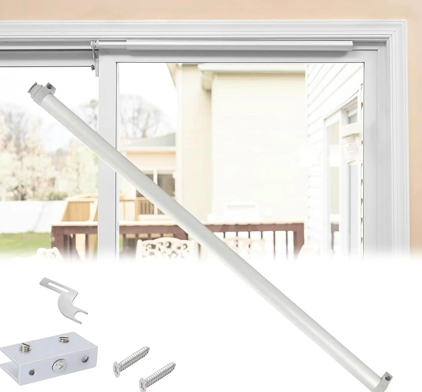 Chiudiporta scorrevole, ammortizzatore pneumatico a chiusura automatica, velocità regolabile per porte da patio, adatto per larghezze da 75 a 130 cm, funzionamento silenzioso