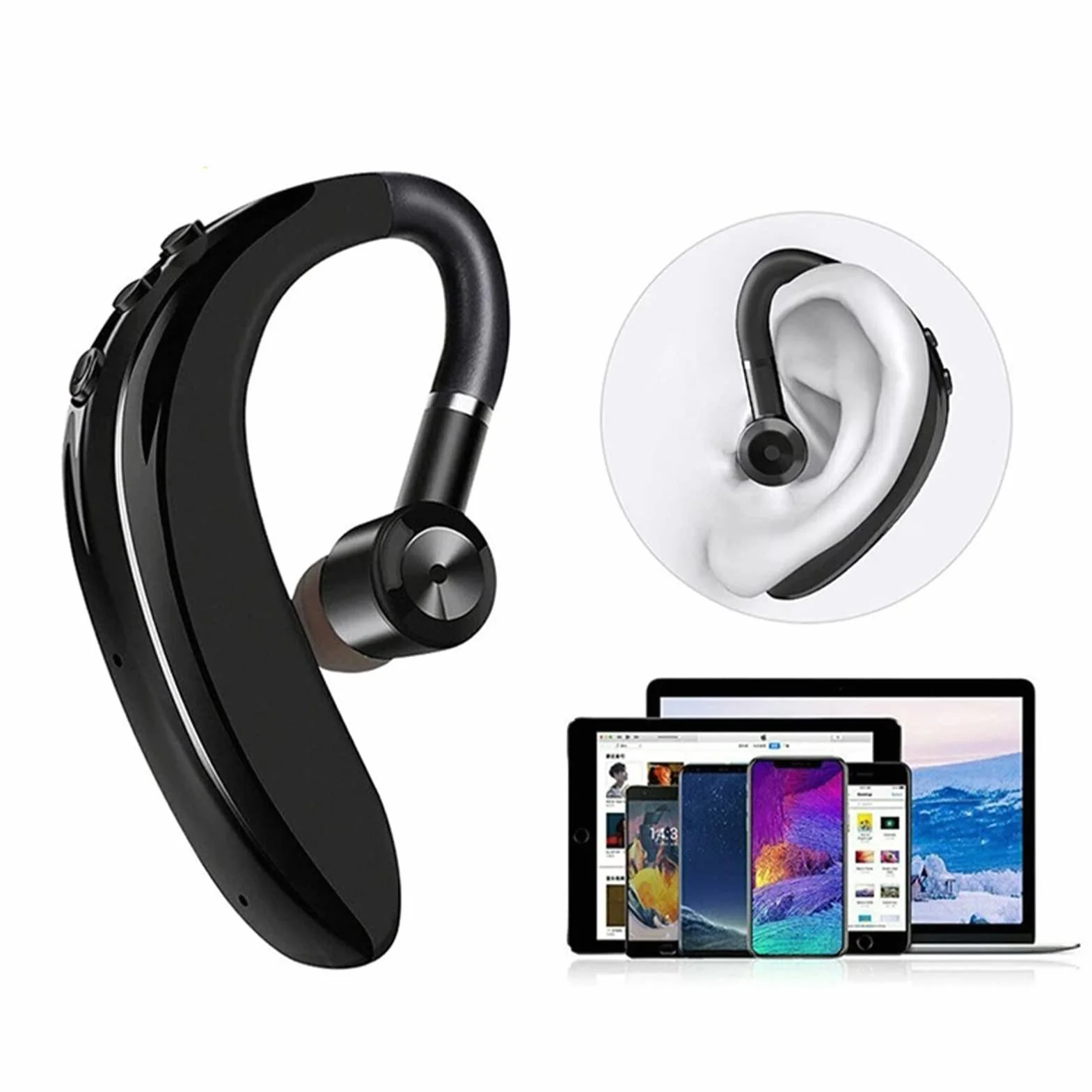 Auricolare Bluetooth 5.2, Auricolare Bluetooth 5.2 Wireless a Orecchio Singolo, Microfono HD Incorporato, Design Ergonomico, Orecchio Sinistro e Destro Universale, per Tablet