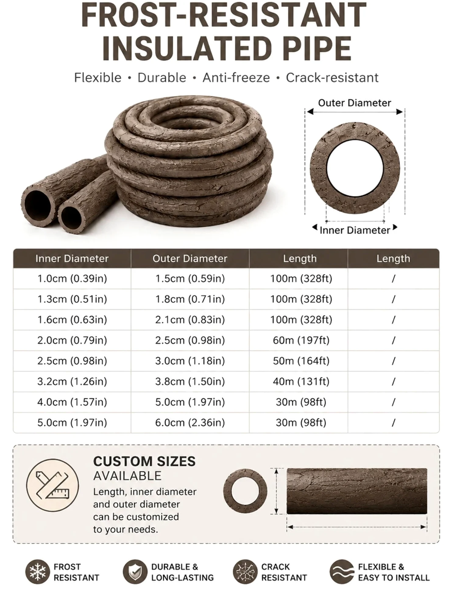 Guaina cava copricavo effetto liana e rattan | Per protezione cavi esterni, alberi da giardino e illuminazione paesaggistica(1.6cm x 100m/0.63in x 328.08ft)