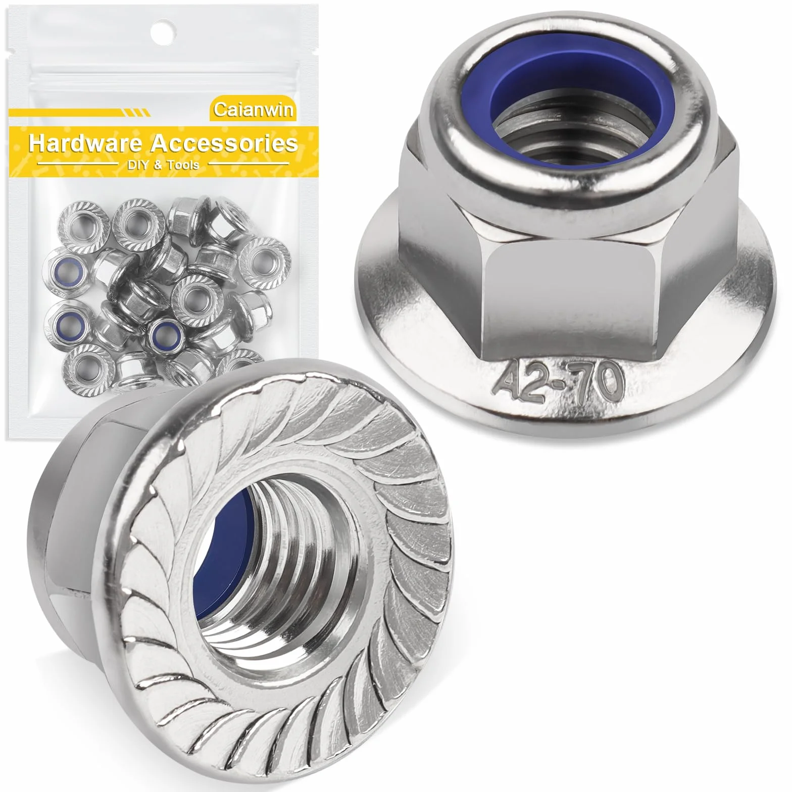 Dadi Esagonali a Flangia M8 DIN 6926 Autobloccanti Dentati Acciaio Inox A2