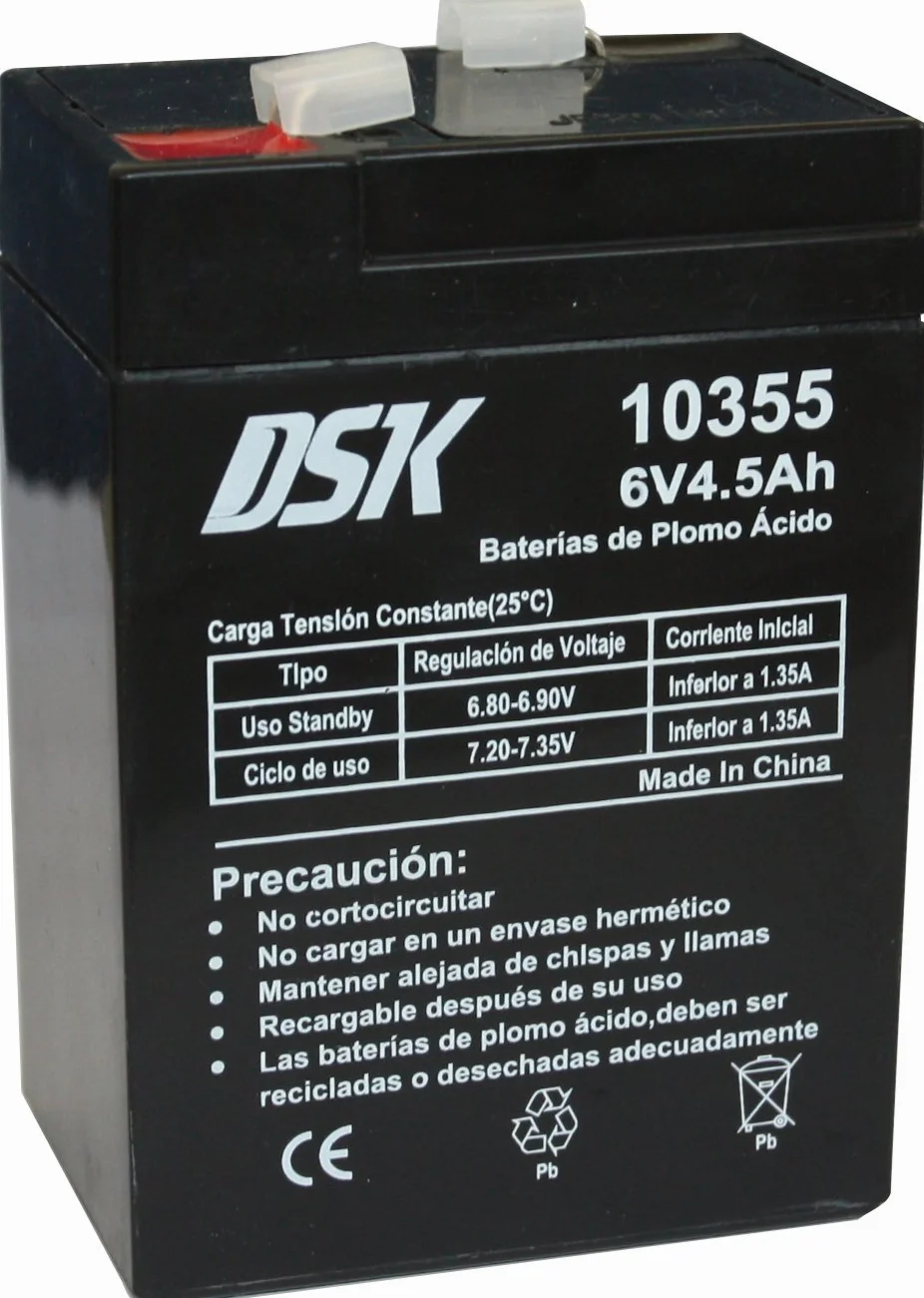 Batteria al piombo sigillata AGM ricaricabile 6V 4,5Ah per allarmi giocattoli recinzioni