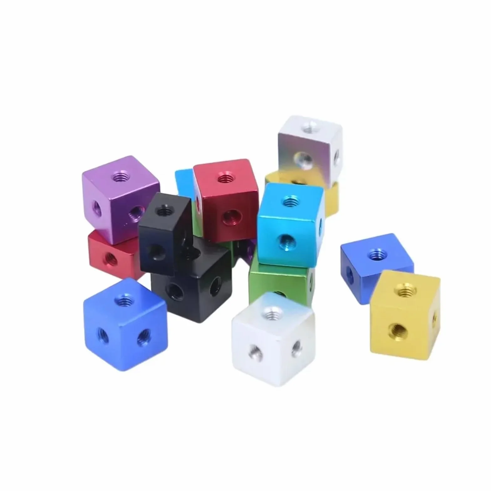 Cubo connettore staffa di fissaggio distanziatore quadrato distanziatore a T 6 vie in lega di alluminio anodizzato M3 M4 M5 M6 M8 M10 5 pezzi