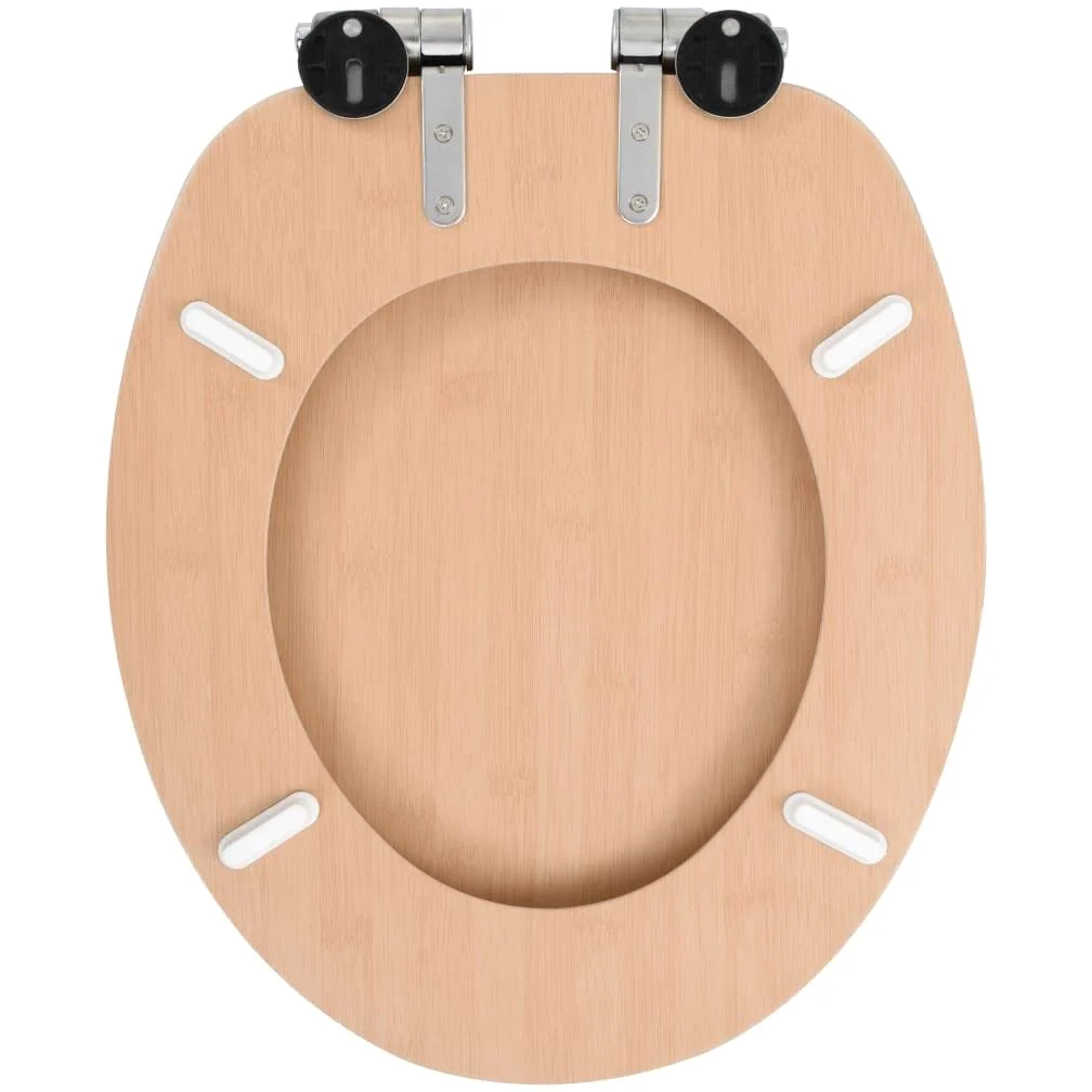Set di 2 sedili WC sedile WC bagno casa interno bagno MDF coperchio chiusura morbida bambù 02_0002962