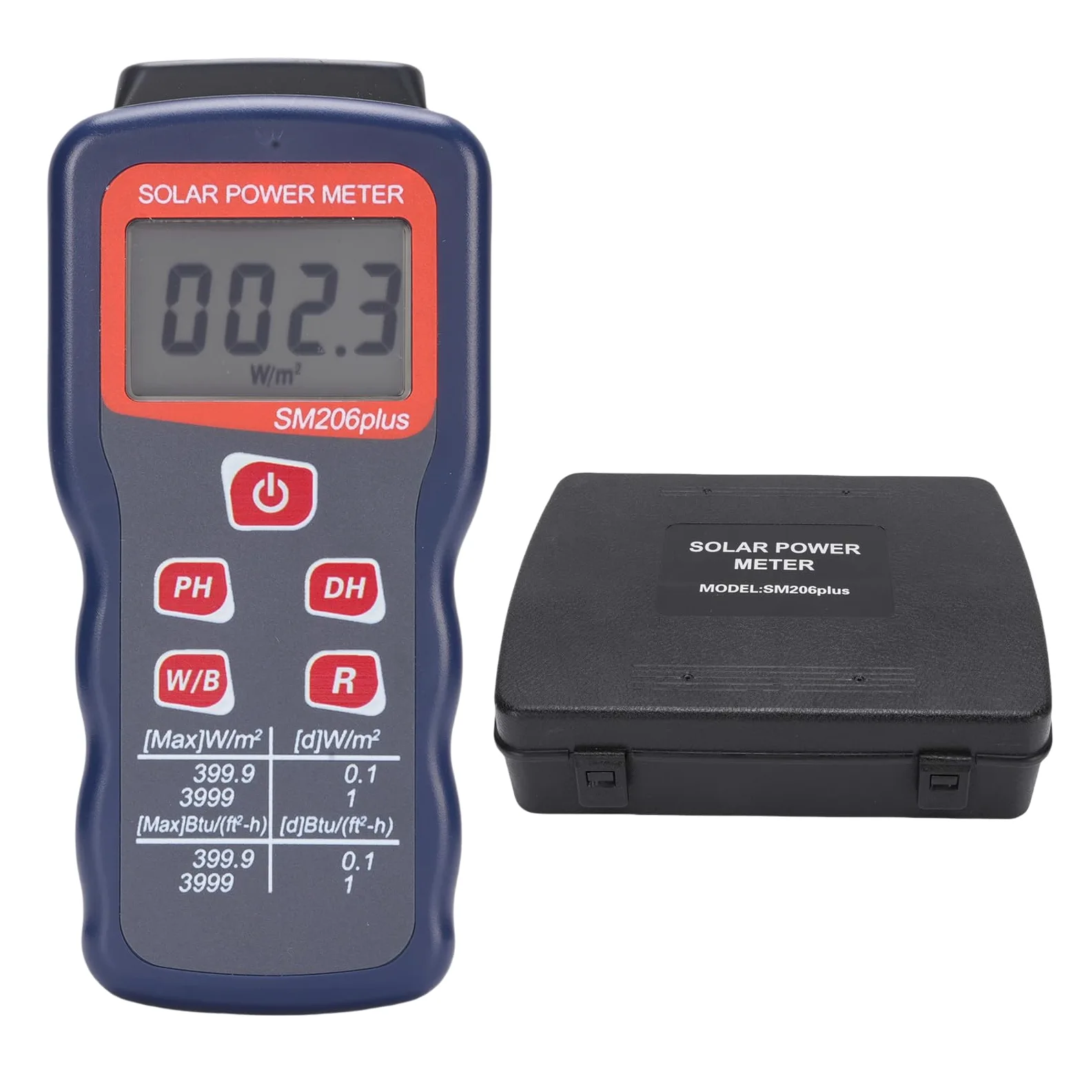 Jeffergarden Tester Digitale di Energia Solare, Misuratore di Energia Solare con Misurazione Accurata per Ricerca, Uso Sul Campo, Display a Doppia unità