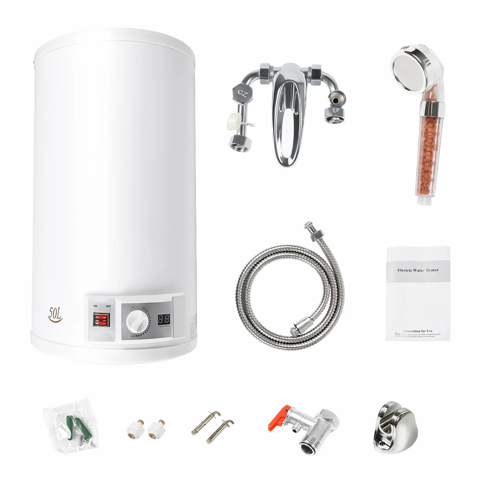 Riscaldatore istantaneo da 50/80 l, caldaia a capacità termica, memoria elettrica, caldaia, con indicatore di temperatura LED, valvola di sicurezza, montato a parete (50 l)