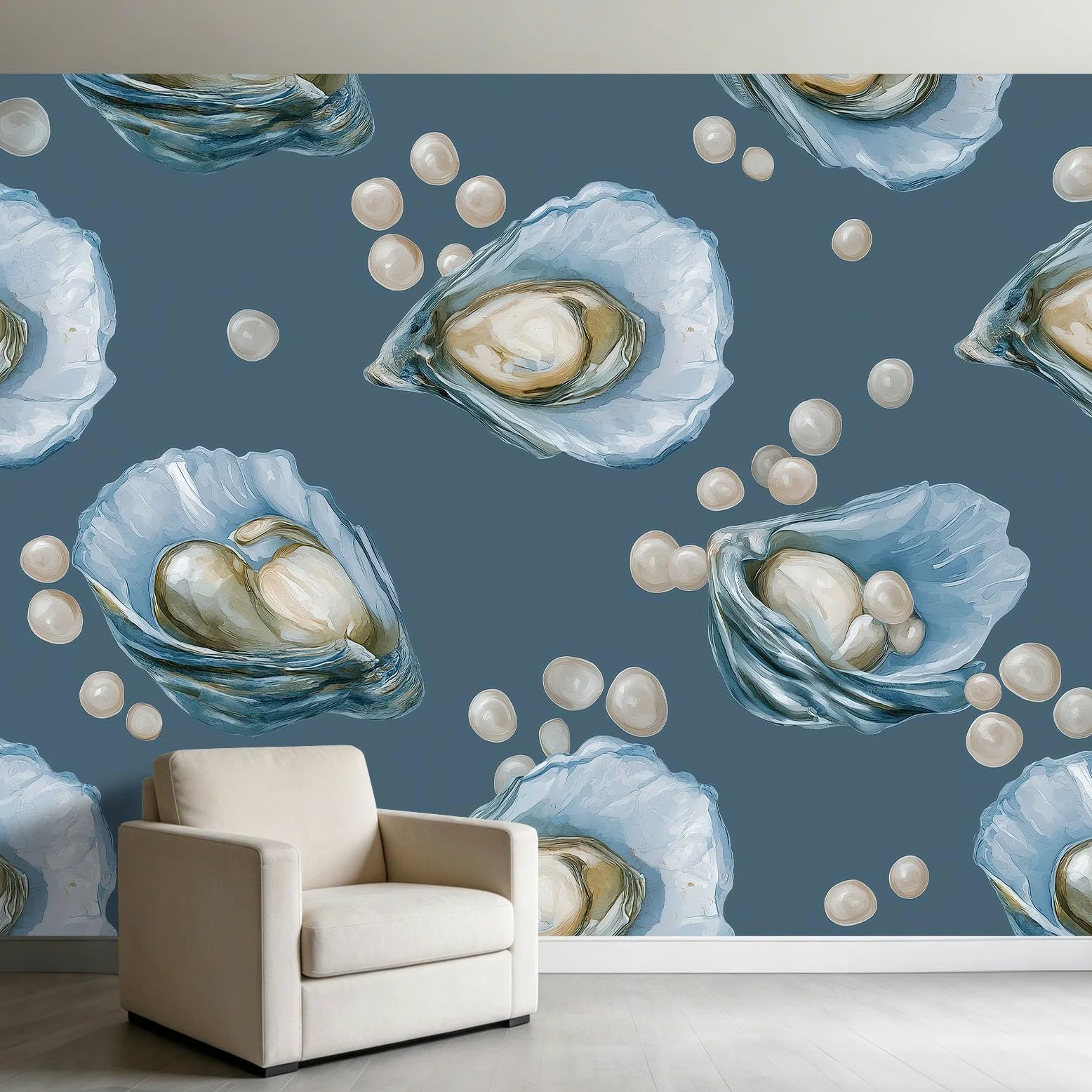 Carta da parati fotografica 500 x 280 cm con motivo perlato di lusso, decorazione per la casa, decorazione per la casa blu, decorazione artistica di alta qualità per soggiorno, camera dei bambini