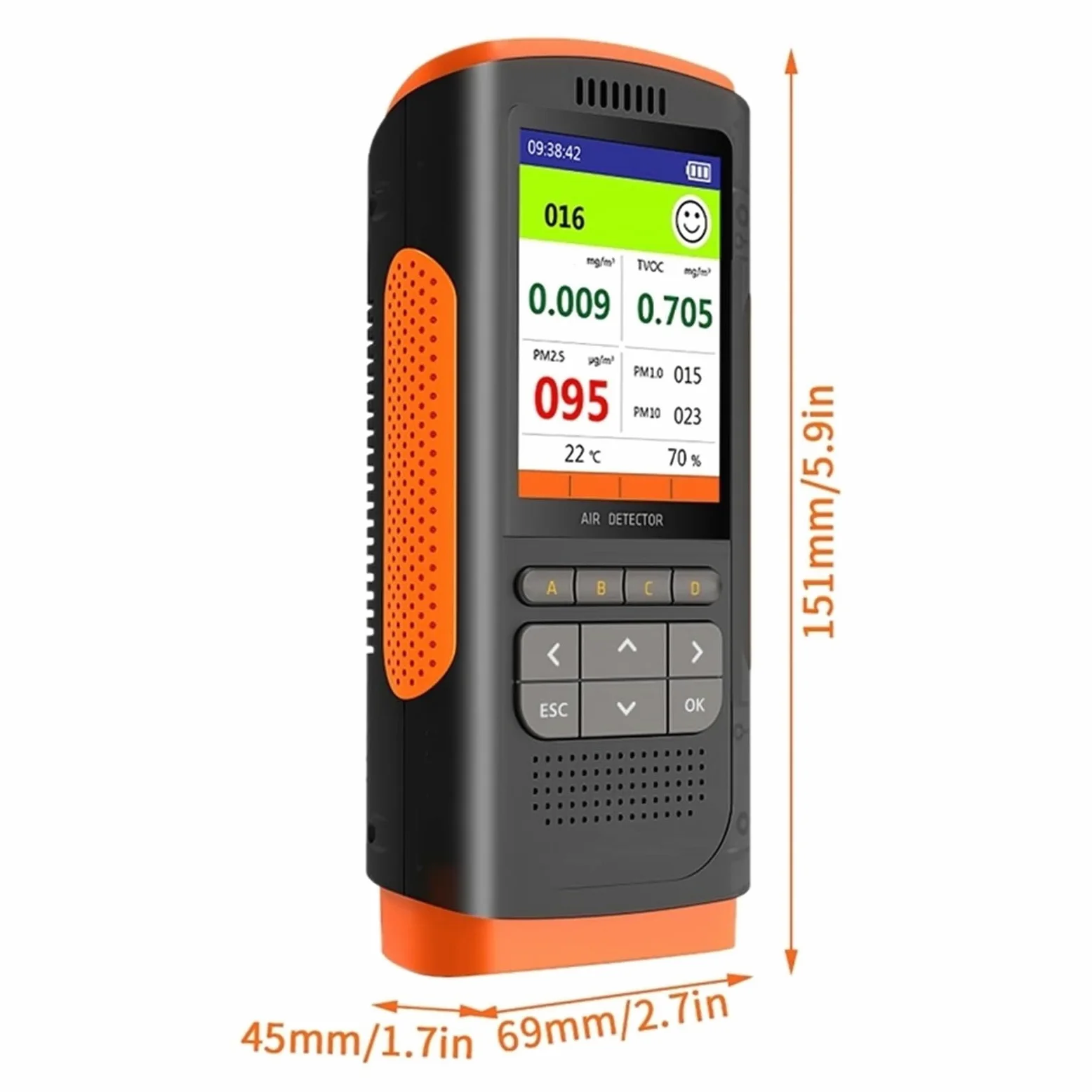 Analizzatore di CO2 Rilevatore formaldeide Monitor della qualità 'aria PM 2.5 Display portatile Inquinanti atmosferici Decorazione famiglia Per cucina e camper