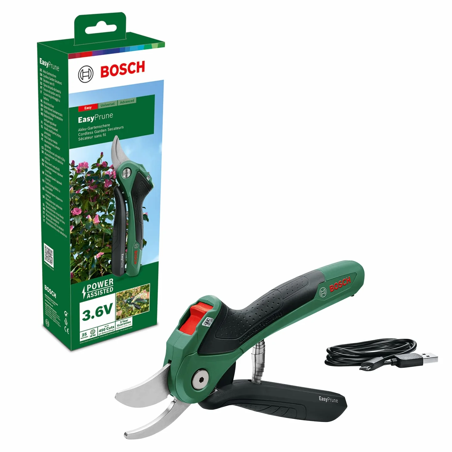 Bosch EasyPrune Nożyce do Przycinania Akumulatorowe 3,6 V 450 Cięć na Ładowanie