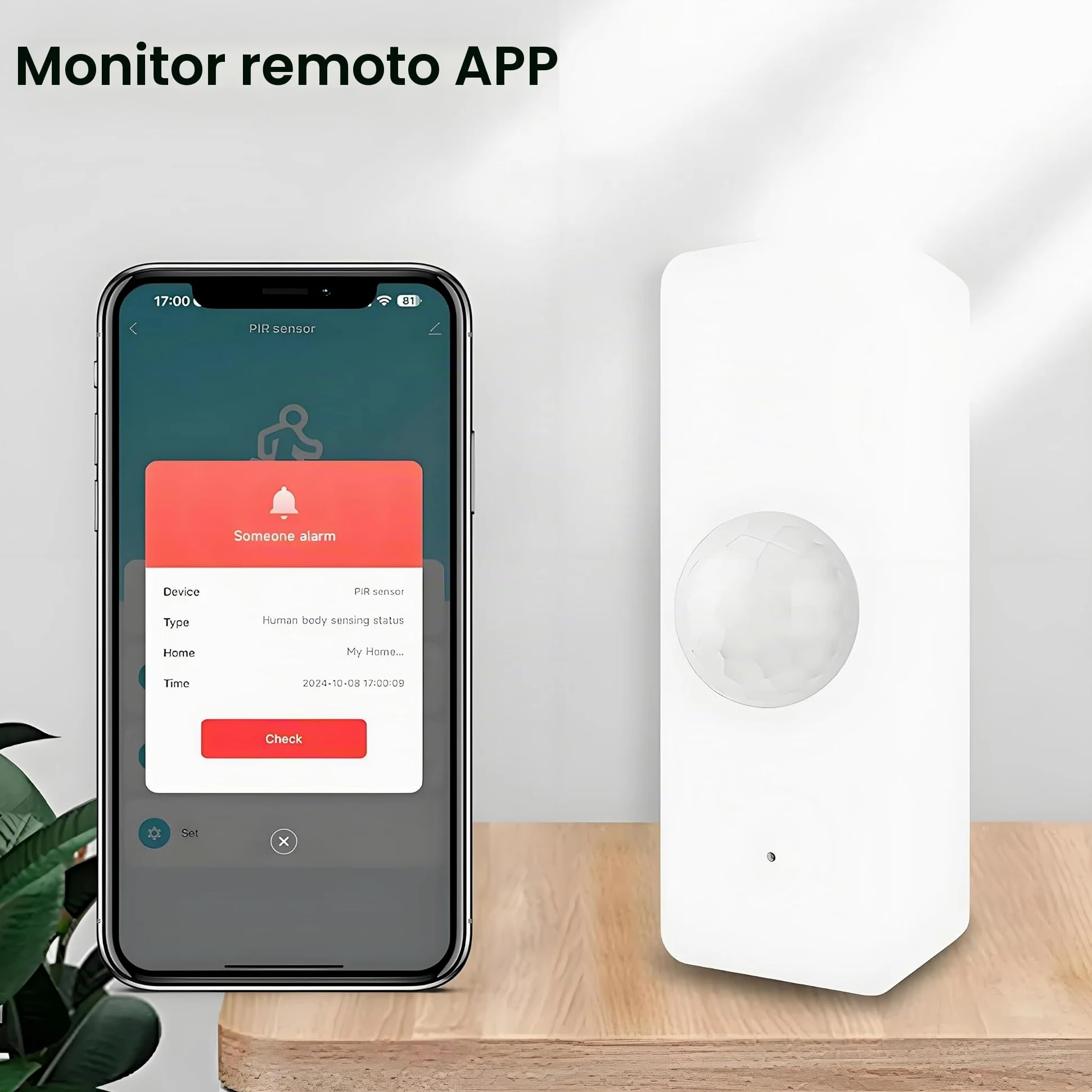 Confezione da 3 sensori di rilevamento del movimento, dispositivo di sicurezza per la casa intelligente con angolo ampio 105°, app Tuya, integrazione Alexa, WiFi, a batteria, per interni ed
