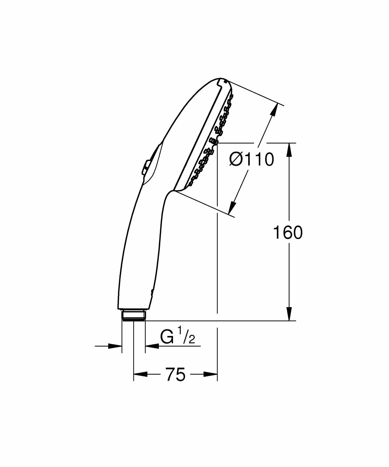 GROHE Vitalio Start 110 Manopola Doccino Doccia (2 getti, SmartSwitch, SpeedClean anticalcare, bordo in silicone antiurto), Cromo, 2794610E