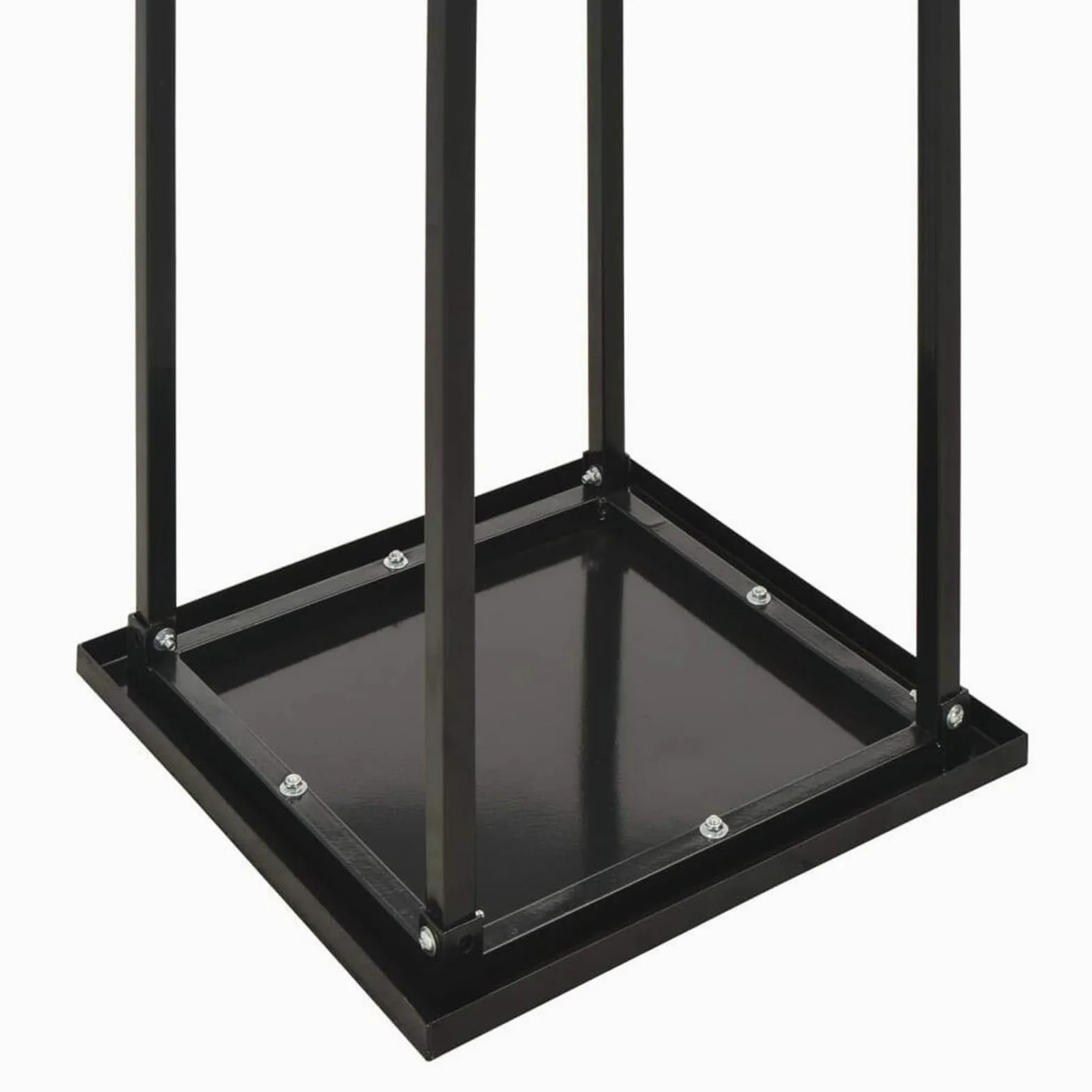 Portalegna con base nera 37x37x113 cm in acciaio, portalegna, scaffale portalegna, portalegna in metallo con ventilazione for esterni o interni, set portalegna