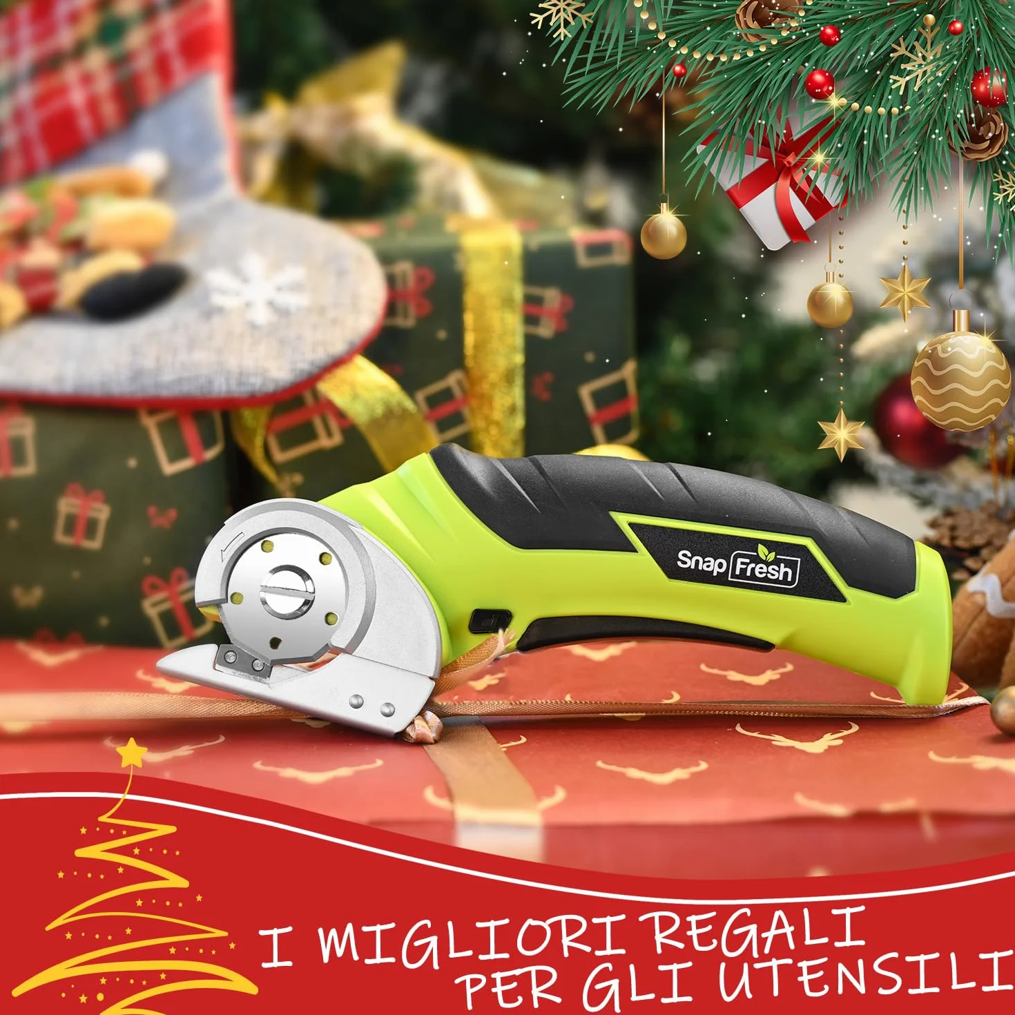 SnapFresh Taglierina Elettrica Forbici Elettriche 4V a Batteria Rotativa per Cartone Carta