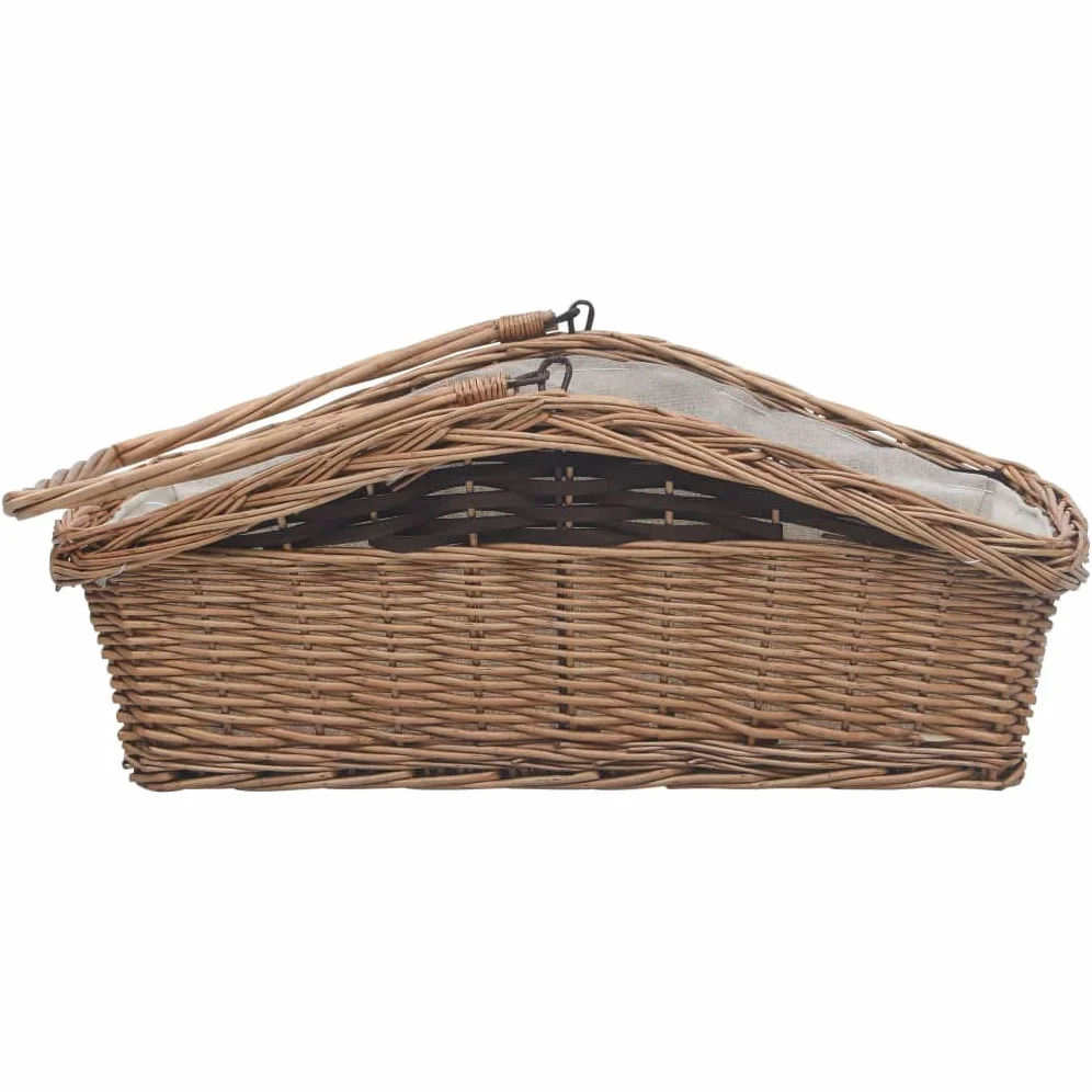 Festnight Cesta Legna da Ardere con Manico 57x46,5x52cm/61,5x46,5x58cm Cesto in Vimini per Legna da Ardere Marrone in Salice