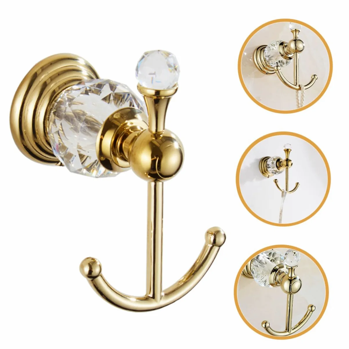 Gancio Appendiabiti Oro in Acciaio Inossidabile Superficie Liscia e Finitura Lucida per Cucina e Corridoio Moderno