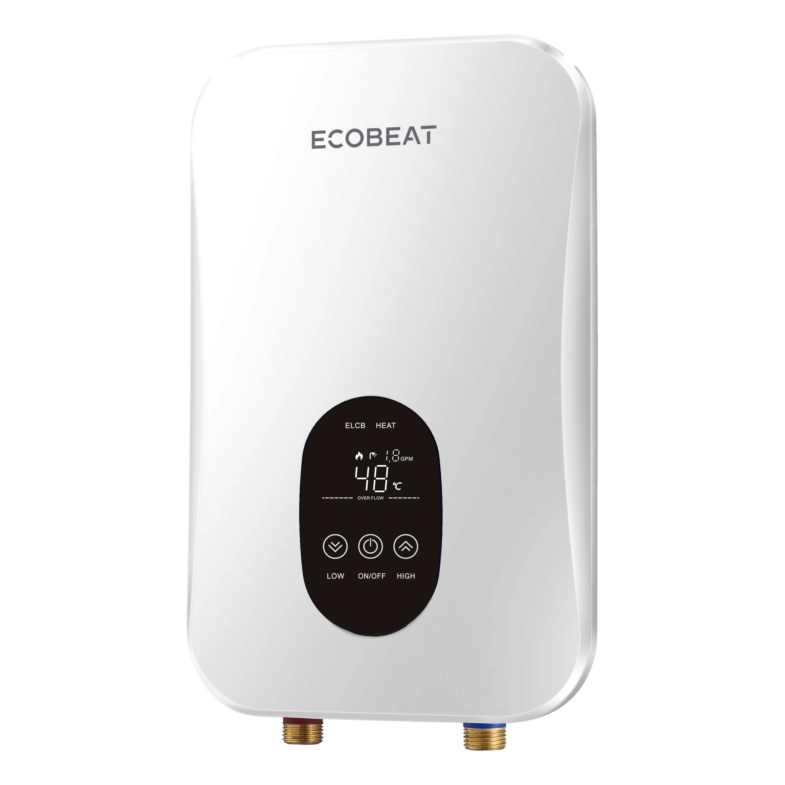 EcoBeat Scaldabagno istantaneo elettrico compatto (formato foglio), Thermos senza serbatoio, display touch a LED con temperatura graduabile. (5500 W)
