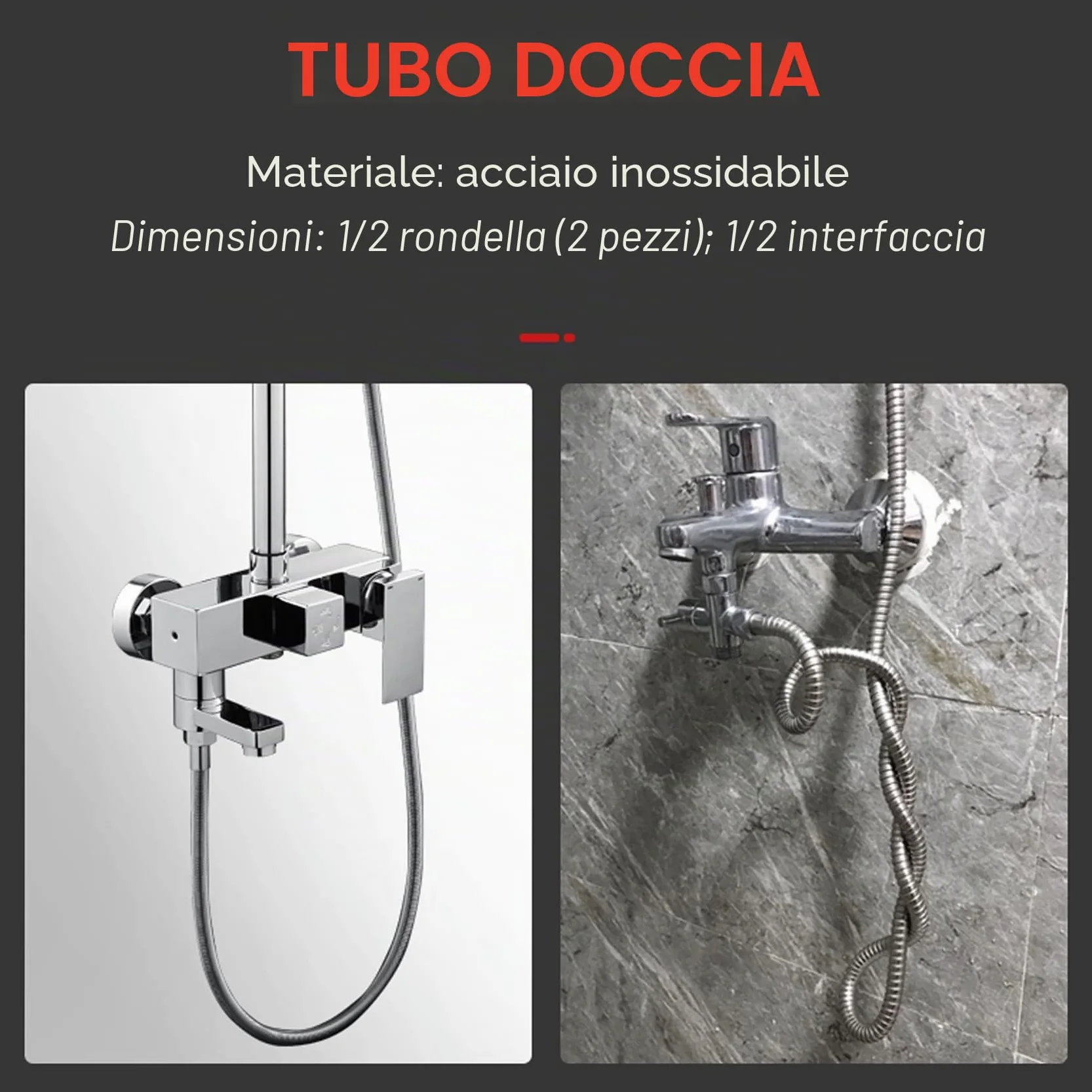 RETTI Tubo flessibile in acciaio , 80 cm