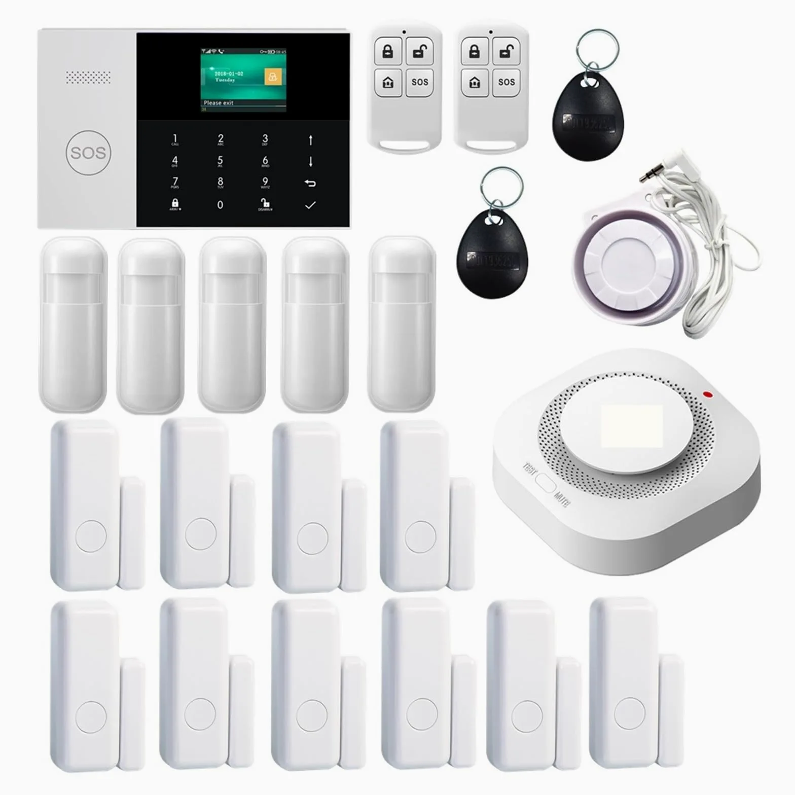 Allarme Intelligente 433MHZ App Telecomando Tastiera Touch LCD Wireless SIM gsm RFID Sensore di Allarme Antifurto Domestico(Set 3)