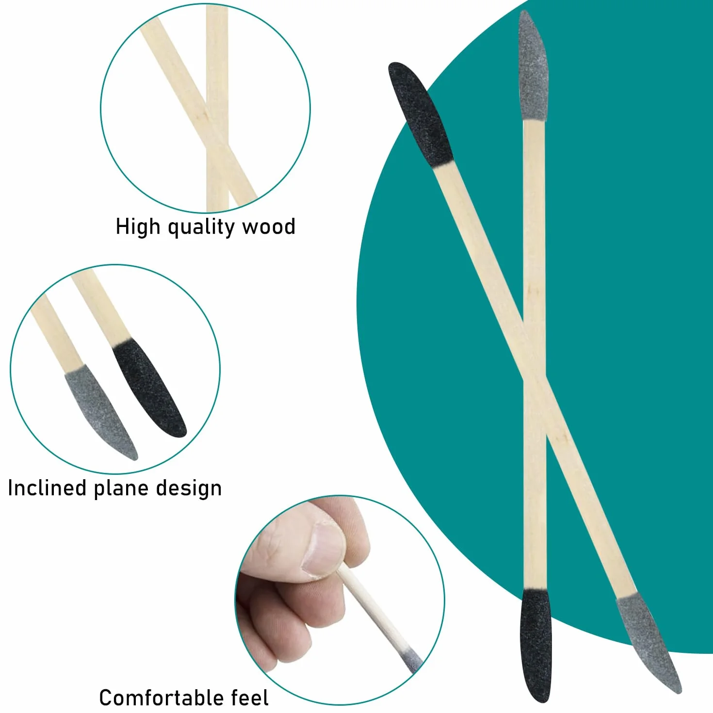 Bastoncini Abrasivi 2 in 1 Set, Granulometria 150 Nero e 280 Grigio, Betulla, per Modellismo Gundam Legno Nail Design