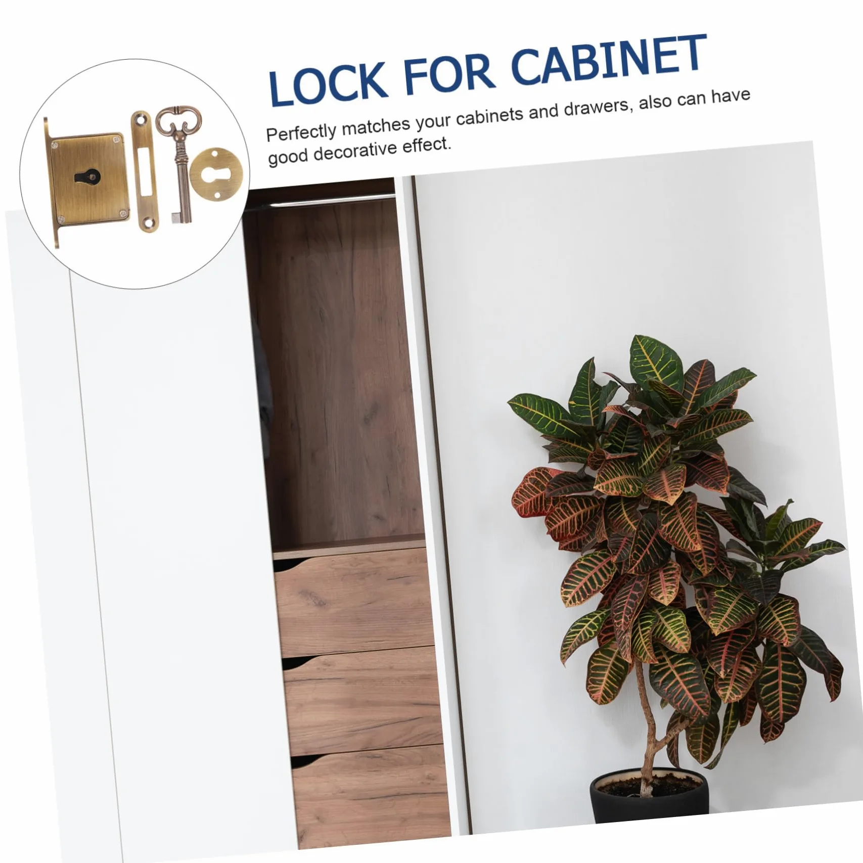DOITOOL Serratura per Cassetto in Ottone Stile Antico con Chiave, Set per Armadietto, Protegge Documenti e Previene Furti, Chiusura Sicura e Resistente