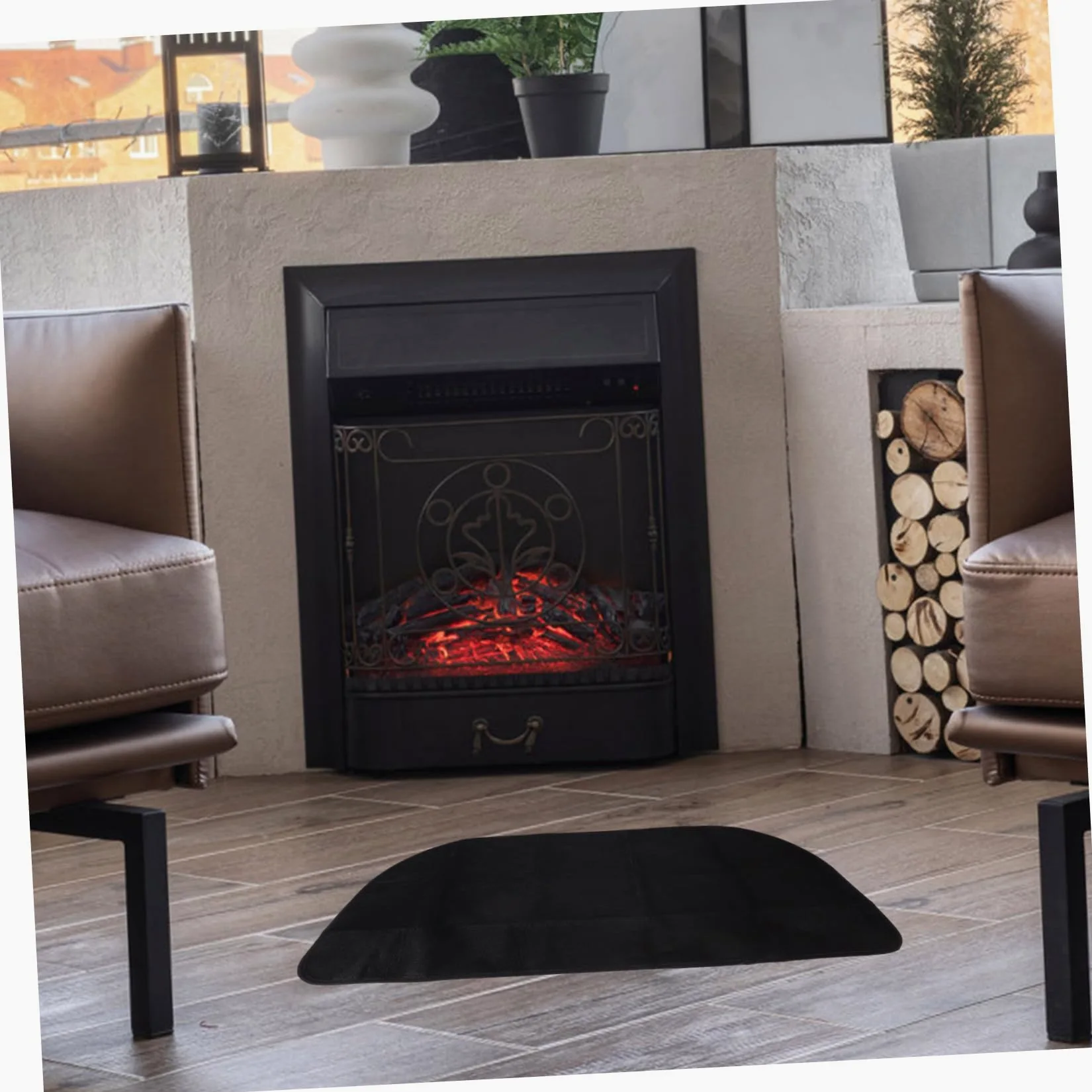 Toddmomy Tappetino Ignifugo Semicircolare per Caminetto in Poliestere PVC | Nero, Uso per Cottura e Stufa, Stile Sleek e Stylish, Adatto a Ragazzo Ragazza e Animali Domestici