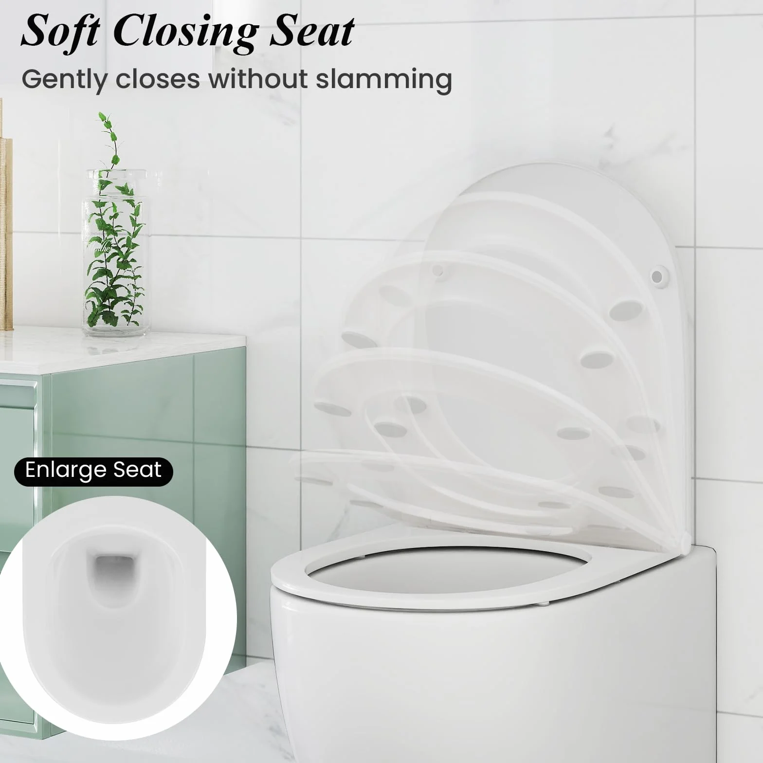LIFEZEAL Water Sospeso Sanitari a Muro Incasso WC Copriwater a Chiusura Rallentata Sedile Kit di Montaggio Doppio Scarico Ceramica