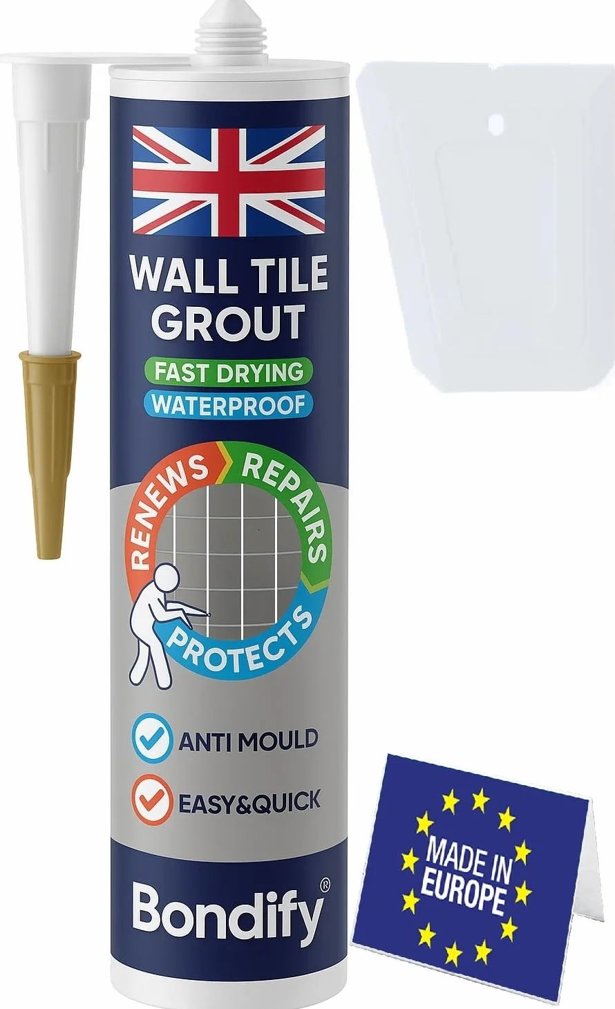 Kit Riparazione Fughe Piastrelle Bianco ANTI-MUFFA Stucco per Piastrelle 450g Asciugatura Rapida