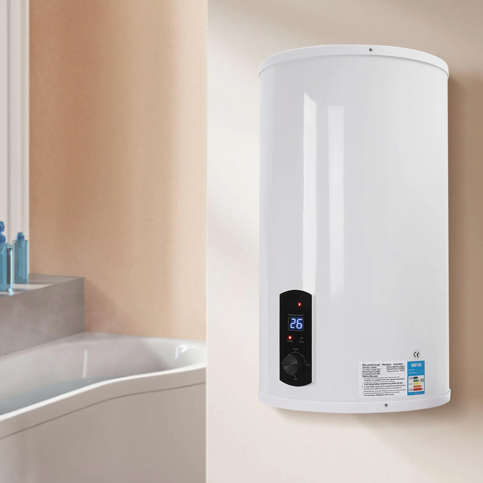 Serbatoio per acqua calda, 70 l, 2000 W, scaldabagno, scaldabagno per bagno, parrucchieri, hotel, pensioni, saloni di bellezza, bar
