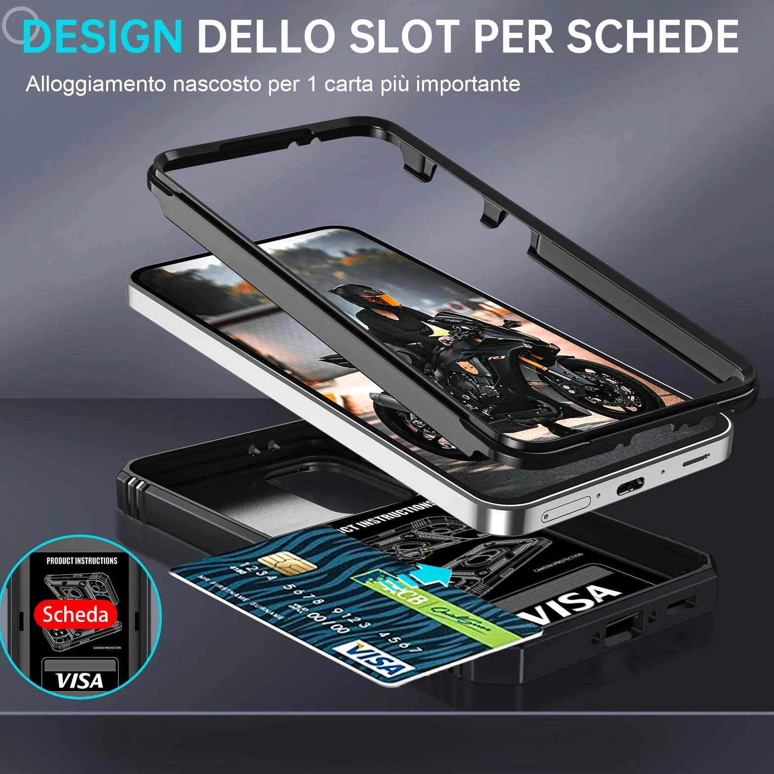 LeYi Cover per Samsung A17 5G con Vetro Temperato [2 Pack],Custodia per Samsung Galaxy A 17 con Protezione Fotocamera [Slidable] Antiurto Grado Militare 360° Anello Supporto TPU Bumper Case, Nero