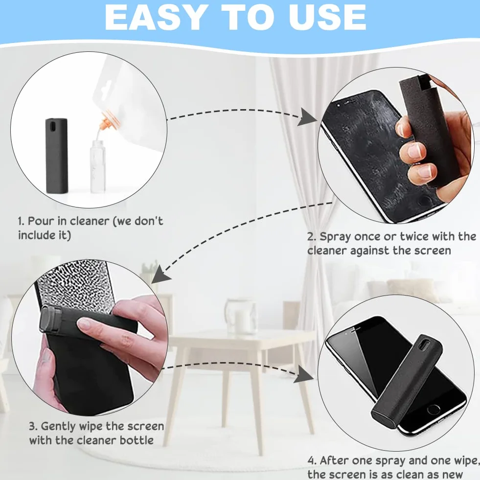 REFORUNG 2 Pz Spray 2 in 1 Ricaricabile per Gli Schermi di Telefoni 2in1 Bottiglia Spray Pulisci Schermo e Panno per Tutti i Telefoni, Tablet, Laptop,Schermo per Auto, Superficie in Vetro