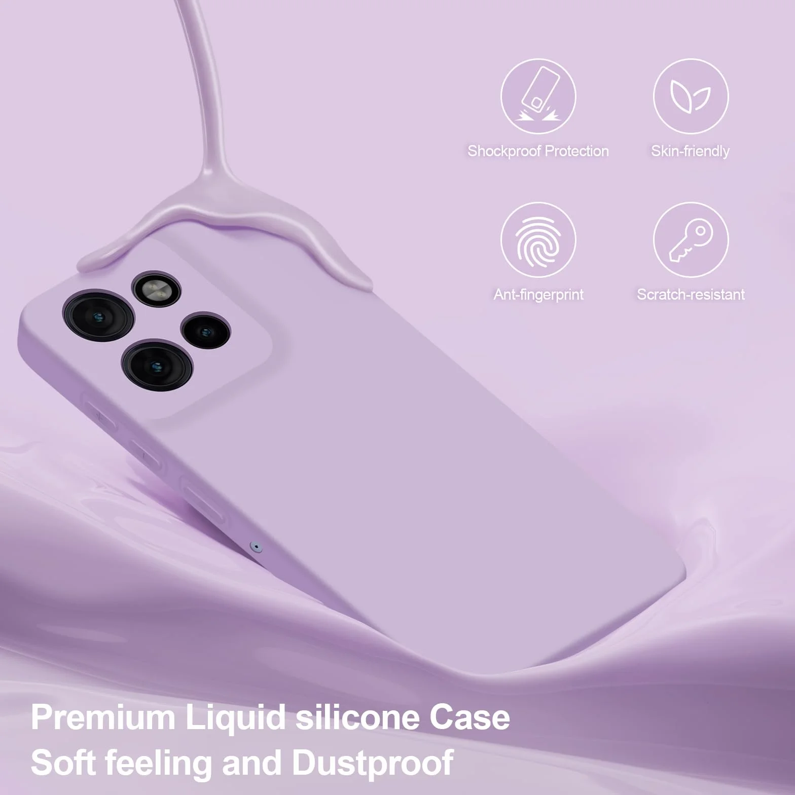 Cover per Motorola Edge 50 Neo, Custodia Antiurto Case Sottile in Silicone TPU con Fodera in Microfibra e Protezione della Fotocamera -Viola Chiaro
