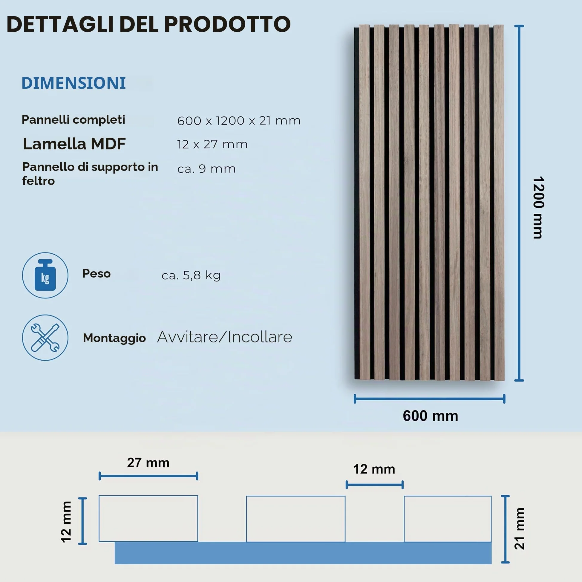PROVISTON Pannelli acustici in legno 3D da parete in rovere naturale, 120 x 60 cm, 18 mm, pannelli in legno MDF su feltro fonoassorbente, decorazione da parete per soggiorno, camera da letto, cucina