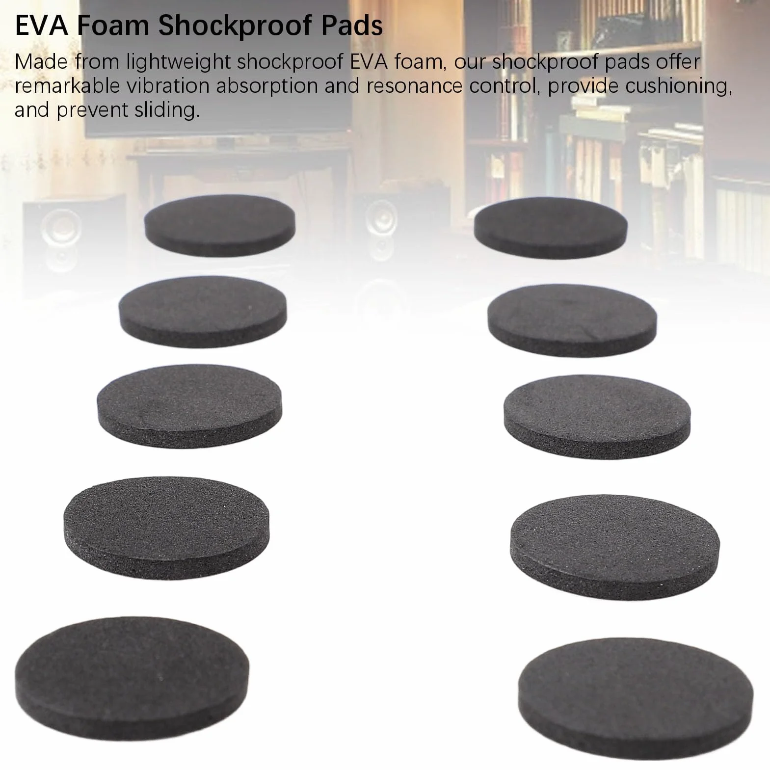 Fockety Pad di Isolamento per Altoparlanti, 50pcs Authesive Altoparlanti Anti Vibration Pads Eva Foam Pads Anti Slip Cushioning Pads per Altoparlanti CD Player