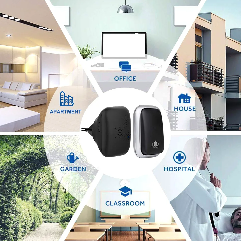 Campanello Radio Senza Batteria, PDGROW Campanello Senza Fili Impermeabile Campanello Wireless Autoalimentato Una Portata di 150m con 2 Ricevitori, 38 Melodie, 4 Livelli di Volume e Flash LED - Nero