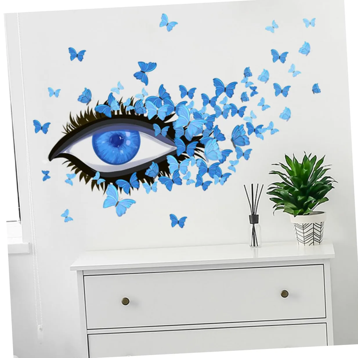 SHINEOFI 3 Set Adesivi Murali Adesivo Per Camera Autoadesivo Farfalla Decorazioni Arredamento Casa Adesivo Da Parete Per La Casa Decalcomania Della Parete Del Soggiorno Pvc Blu 2 Pezzi*3