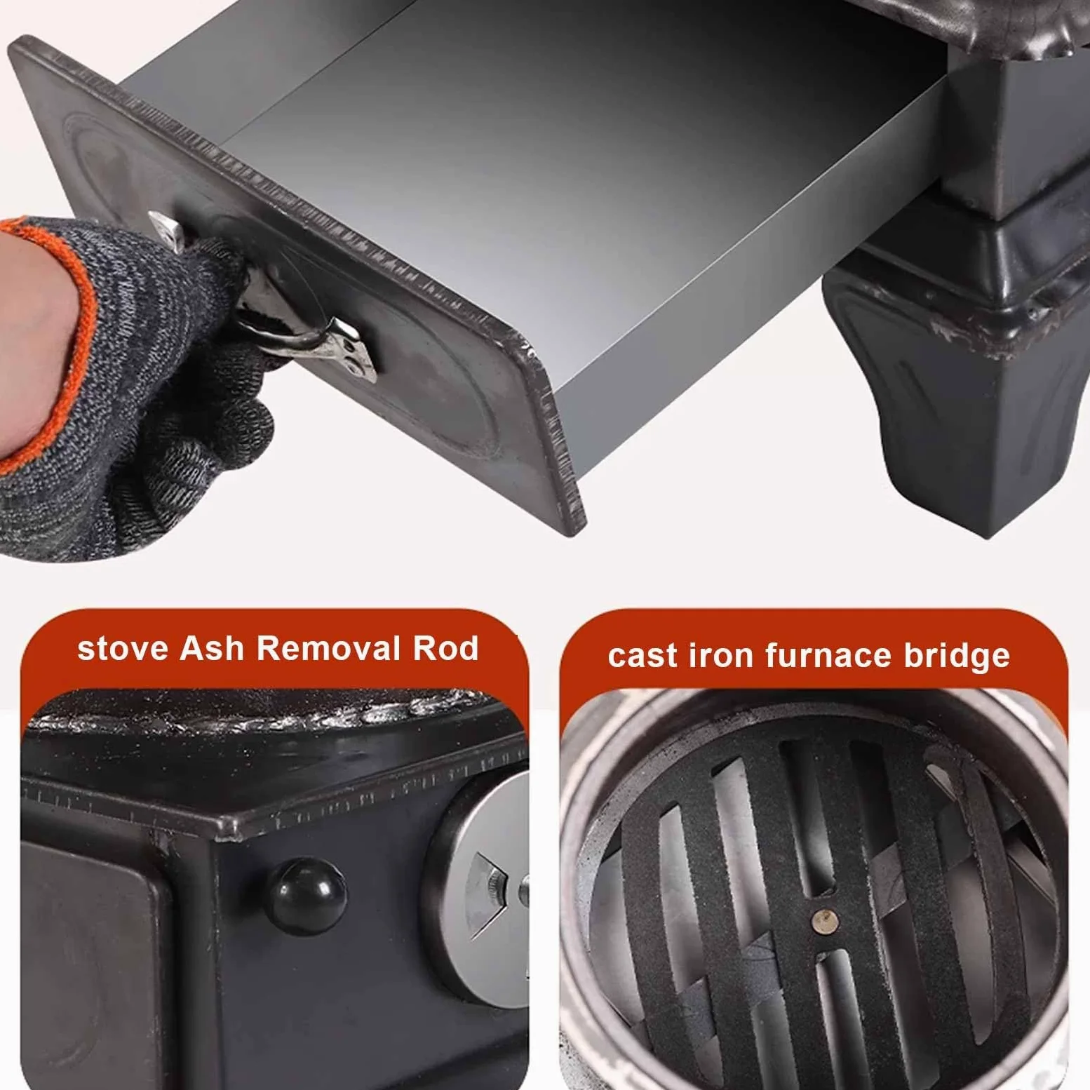 Stufa a Legna In Ghisa con Finestra di Osservazione del Fuoco, Efficiente Dissipazione del Calore Combustione Secondaria, Completamente Saldato Senza Fumo Stufe a Legna da Interno