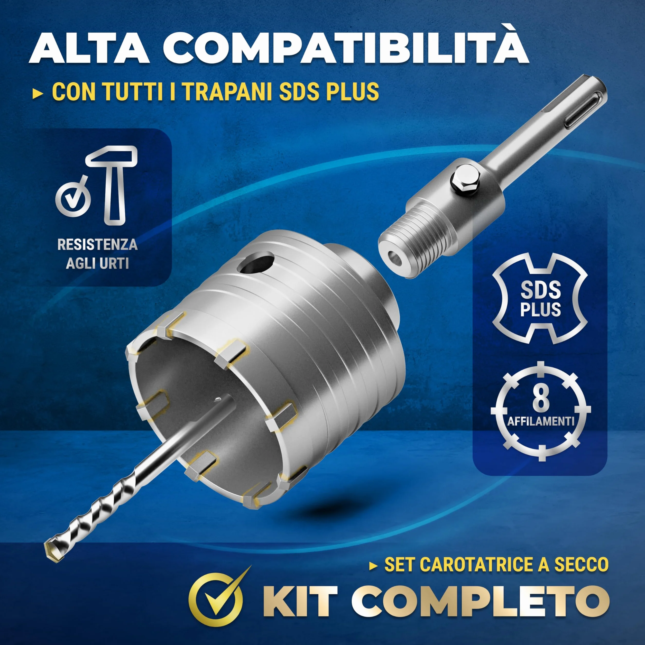 S&R Fresa a Tazza per Muro Cemento Ø 68mm Corona Diamantata Carotatrice a Secco SDS PLUS