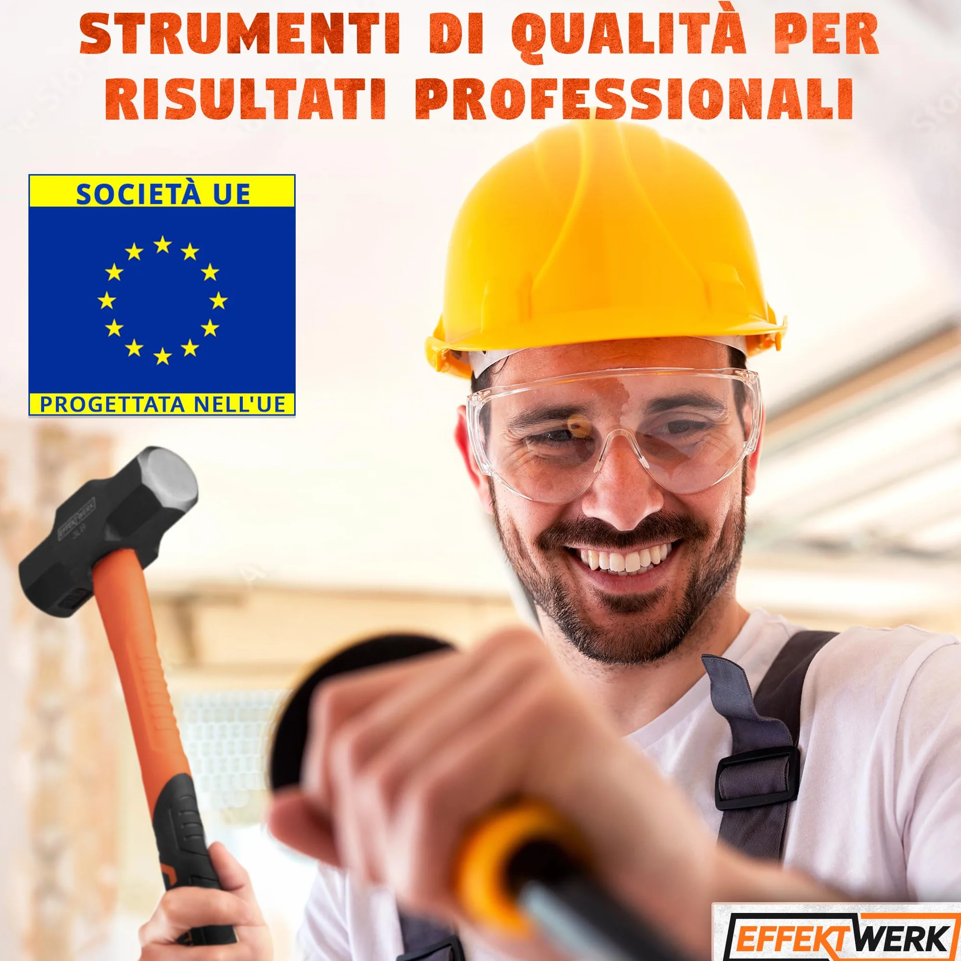Martello a manico lungo 2 kg 4,4 lb fibra di vetro 24 cm testa in acciaio forgiato demolizione