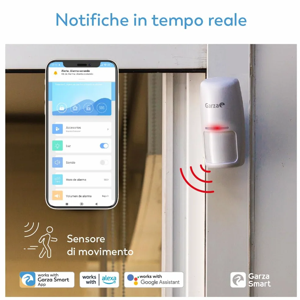 Garza Smart Kit Sicurezza WiFi con Telecamera 1080P e Siren
