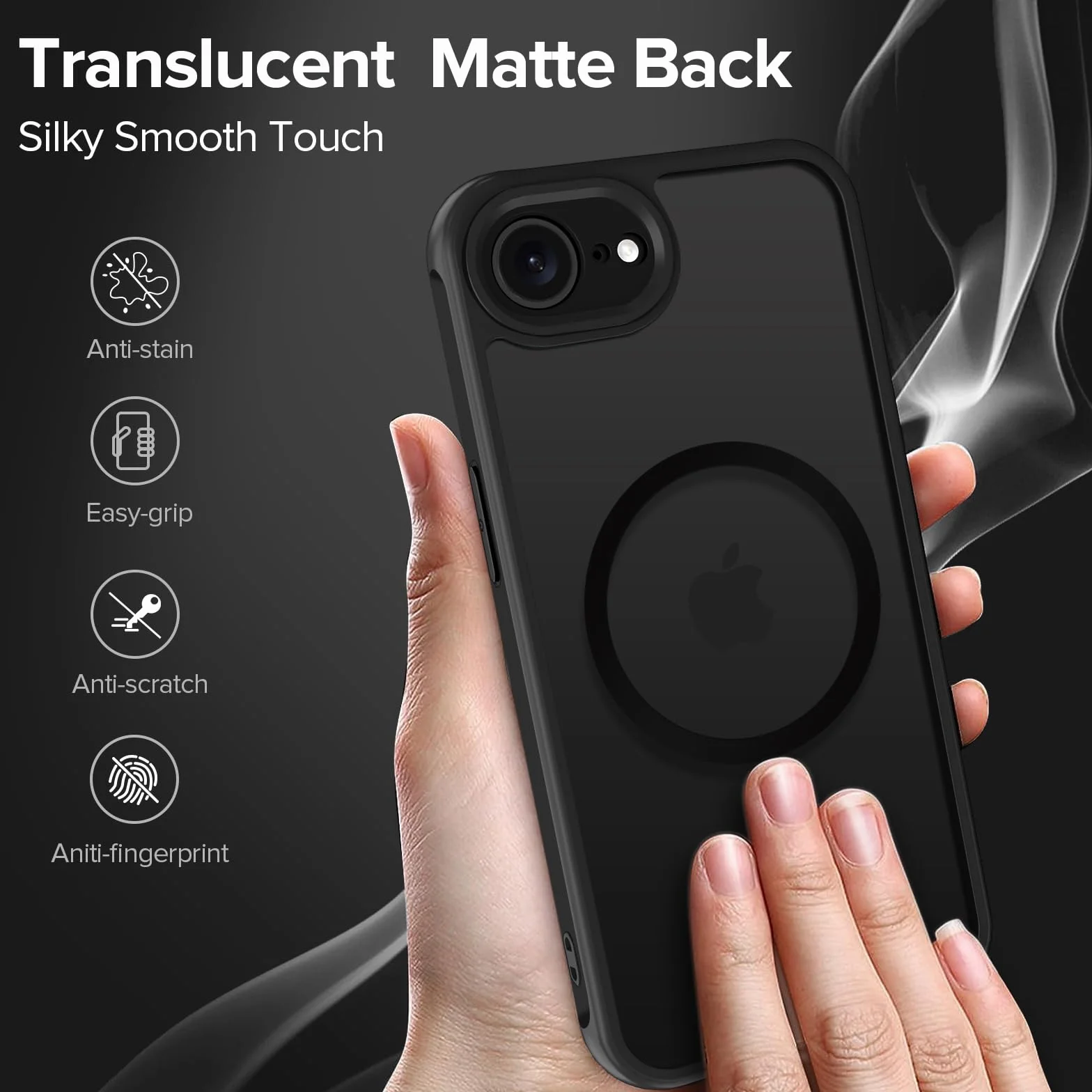 iVoler Cover Magnetica per iPhone 17e / iPhone 16e, [Compatibile con MagSafe] [Protezione Antiurto di Grado Militare] Custodia Anti-graffi Traslucida Opaca Posteriore Sottile Case, Nero