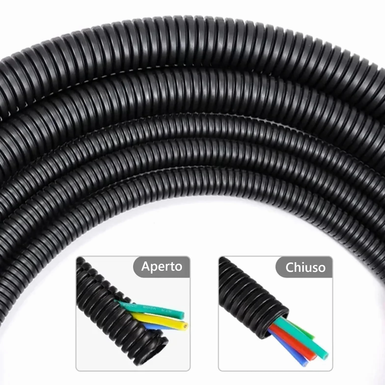 Tubo Corrugato Nero Diametro 20 mm 50M Flessibile Autoestinguente Resistente Pieghevole per Impianti Elettrici Passaggio e Protezione Cavi