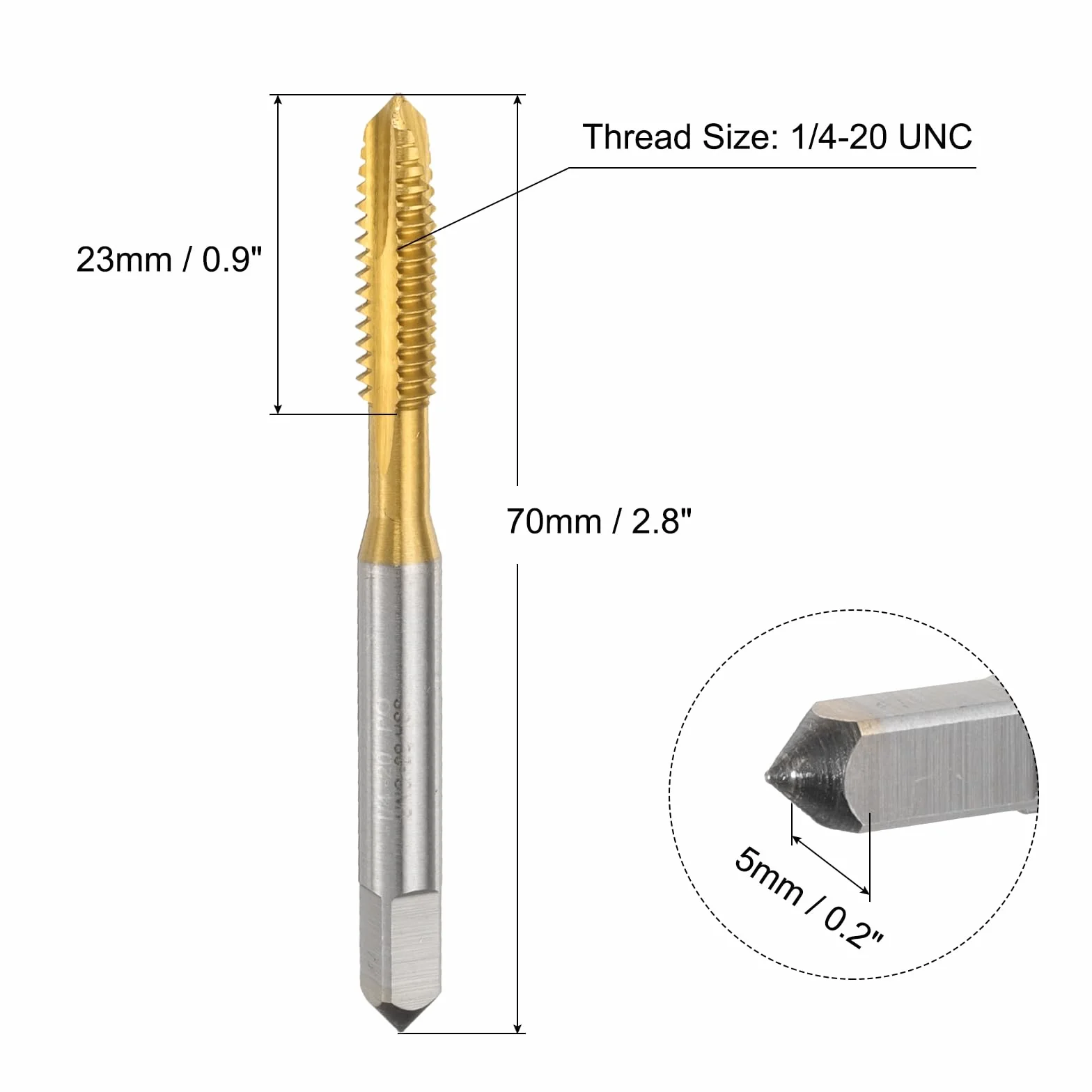QUARKZMAN 4 pezzi 1/4-20 UNC B2 elicoidale utensile da taglio filettato acciaio 6542 rivestito titanio alta velocità