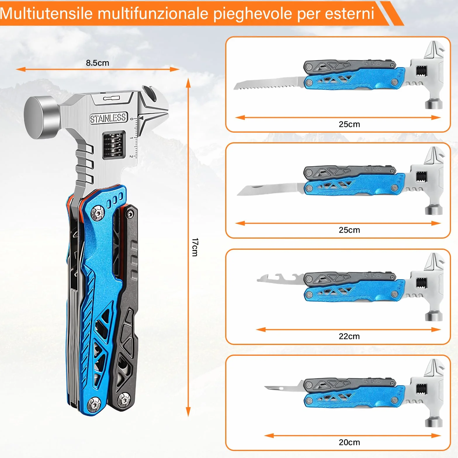 Pinza Multiuso, Coltello Multiuso in Acciaio Inossidabile, Pinza Multifunzione in Coltellino Svizzero con Apribottiglie, Cacciavite, Attrezzi EDC, Ideale per il Campeggio, Riparazioni