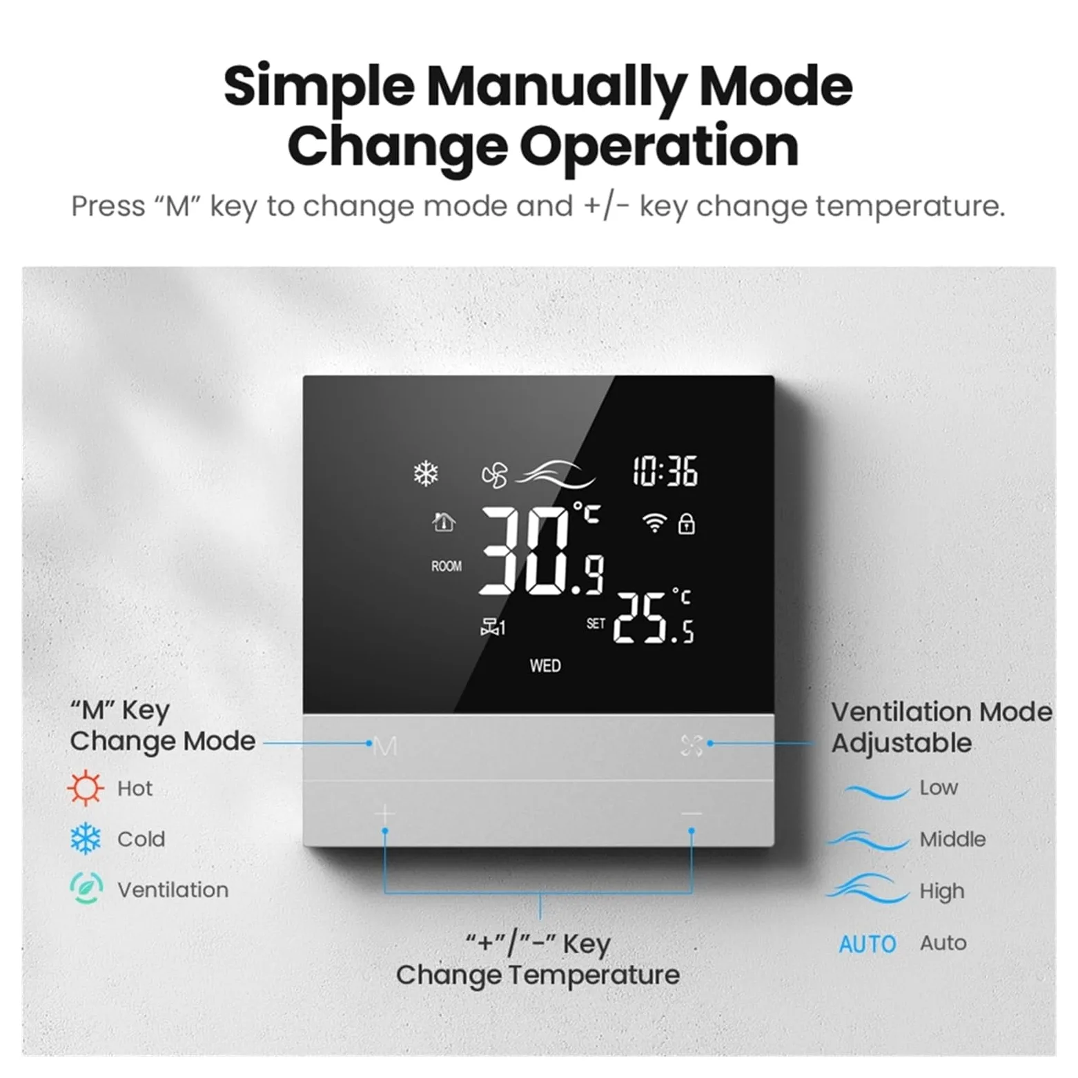 Smart WiFi Termostato Regolatore di temperatura Acqua Riscaldamento a pavimento caldo Riscaldamento a pavimento Controllo del condizionatore d'aria Facile Da Usare(WiFi-4P)