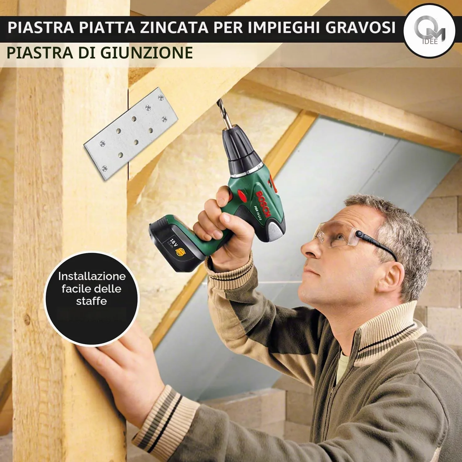 Piastre forate 100x40x2 Piastra di fissaggio Connettore per legno Lastrina di giunzione piatta Piastra di montaggio zincata in acciaio