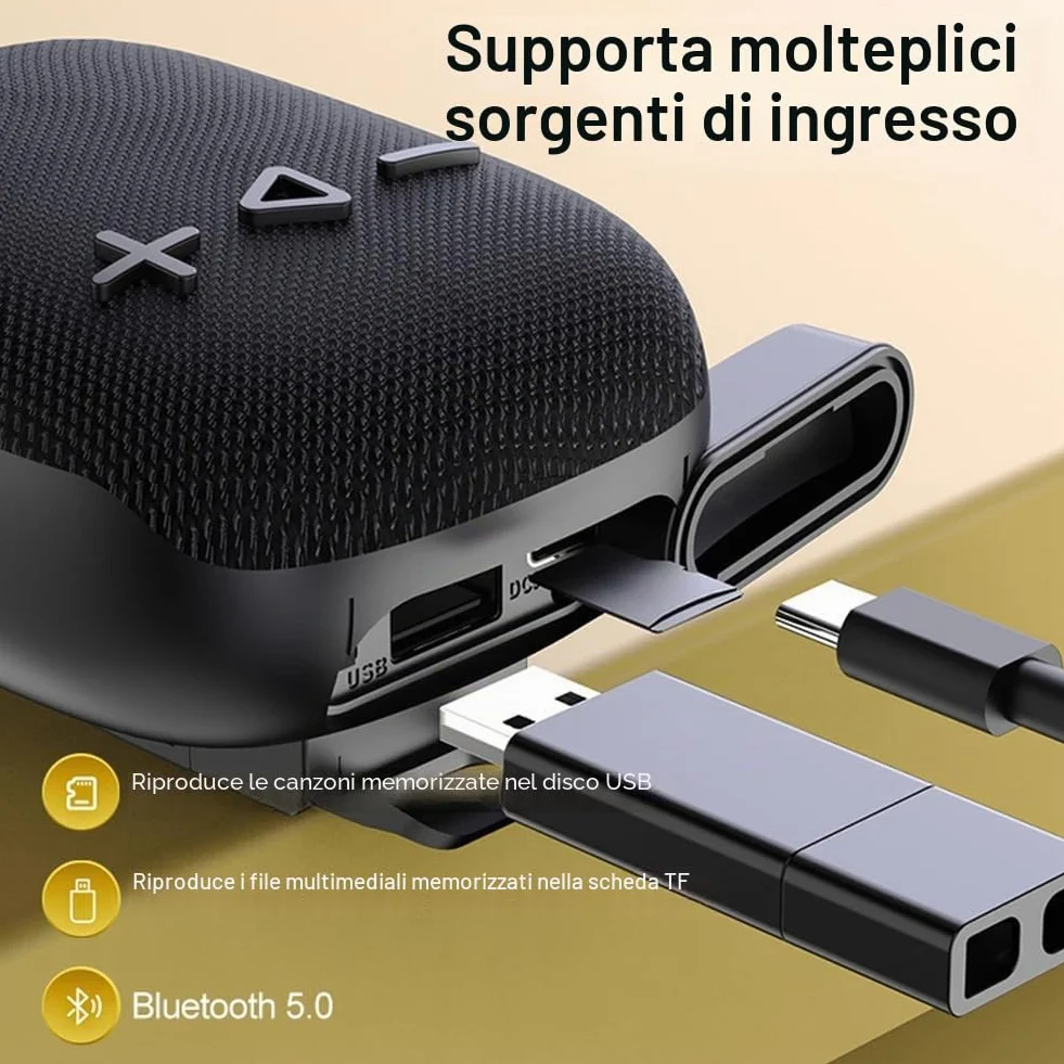 Altoparlante per bicicletta senza fili Bluetooth - Subwoofer per manubrio della bicicletta - nero - facile da installare e utilizzare