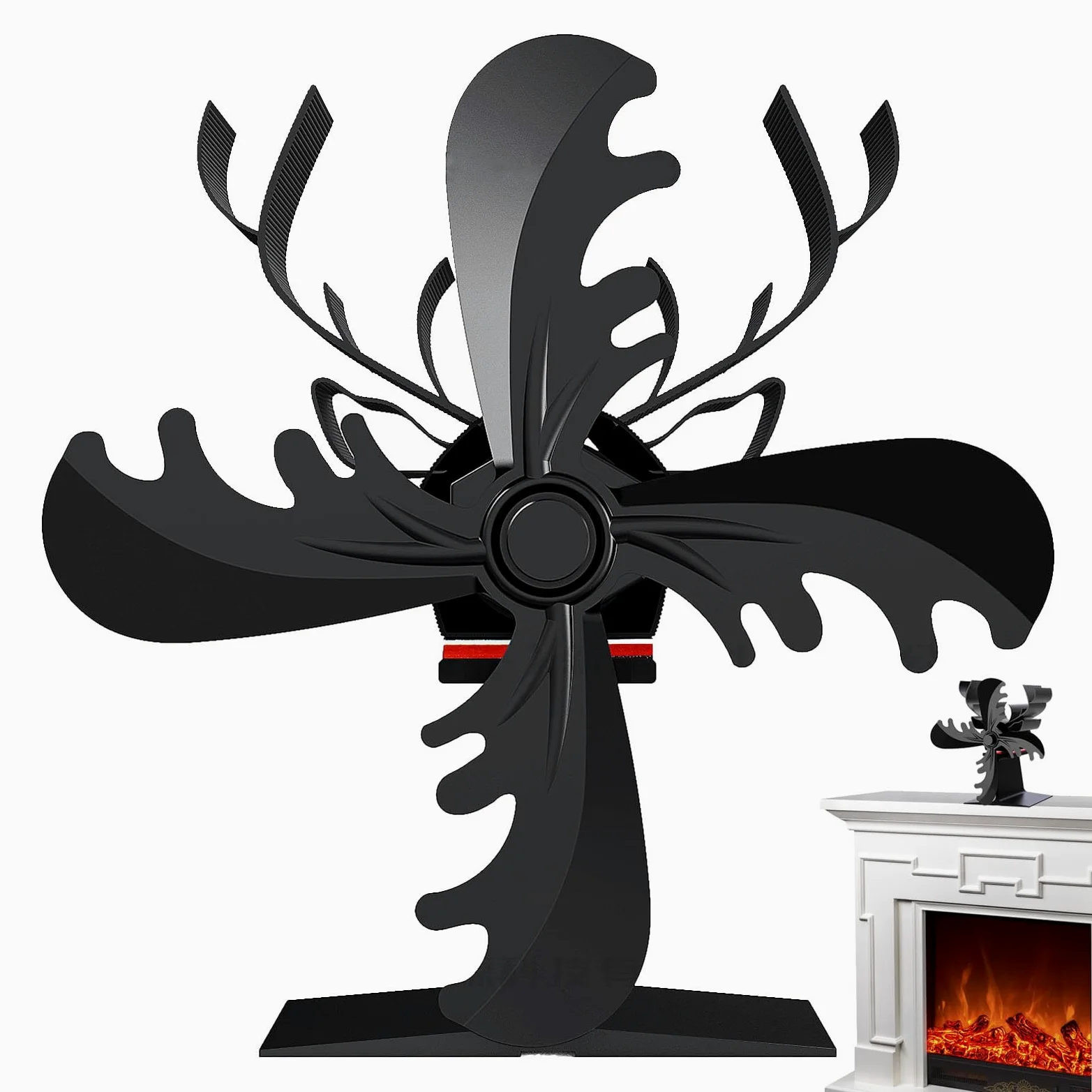 Ventilatore per Stufa a Legna Alimentato a Calore | Ventilatore | per Stufa a a 4 Foglie,Ventilatore Termico a Forma di Renna, per Stufa a Legna, Ventilatore per Stufa
